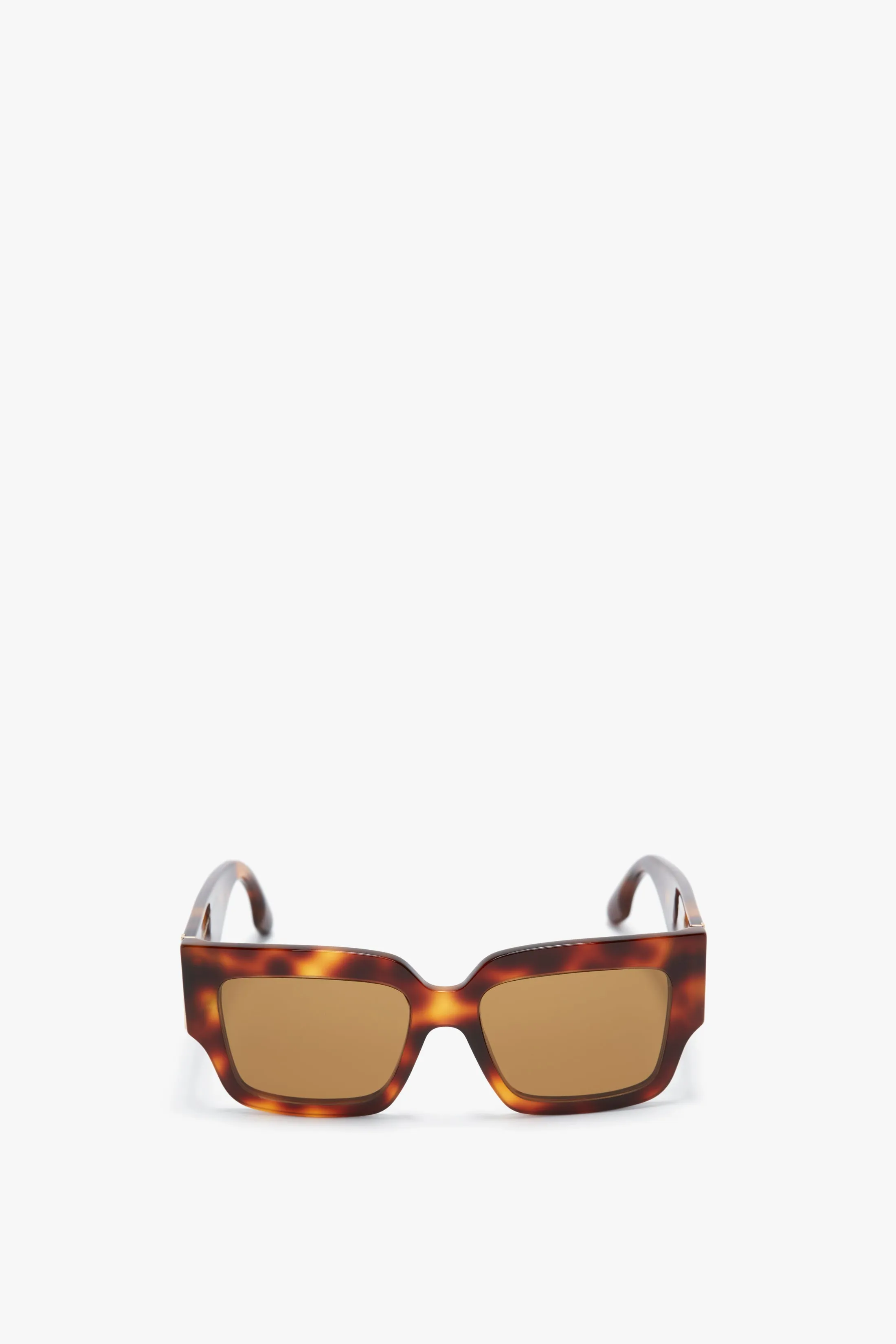 V Plaque Rectangular Frame Sunglasses In Tortoise sold by Victoria Beckham