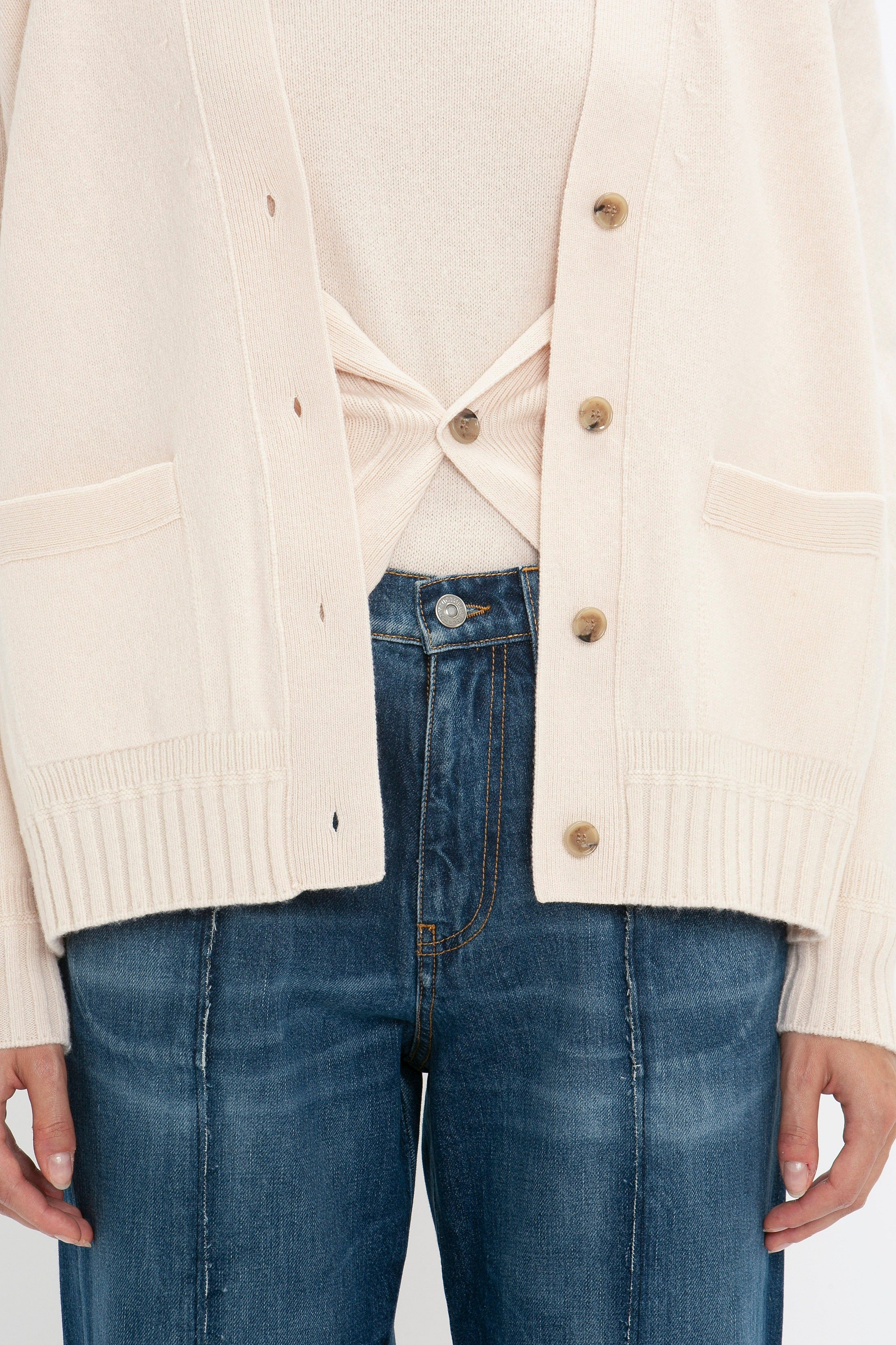 Double Layer Cardigan In Ivory sold by Victoria Beckham product image thumbnail 4