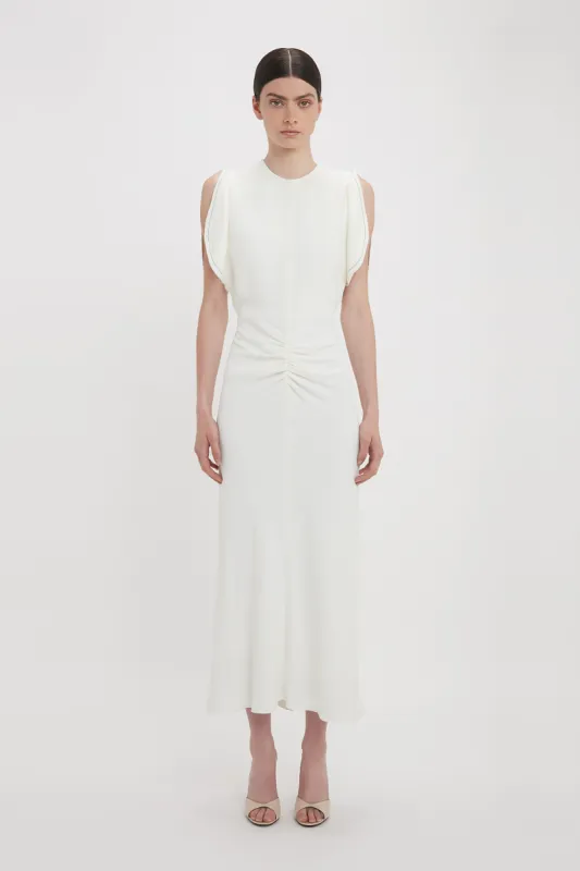 Gathered Waist Midi Dress In Ivory sold by Victoria Beckham
