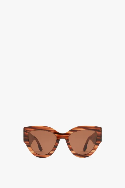 Oversized Cat Eye Sunglasses In Striped Brown sold by Victoria Beckham