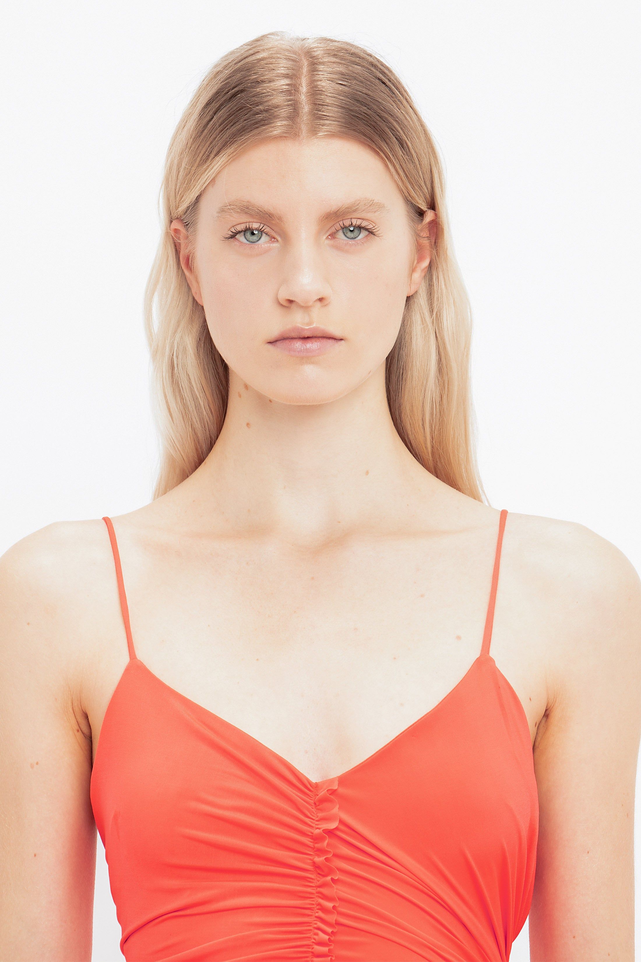 Ruched Fitted Jersey Dress In Coral sold by Victoria Beckham product image thumbnail 9