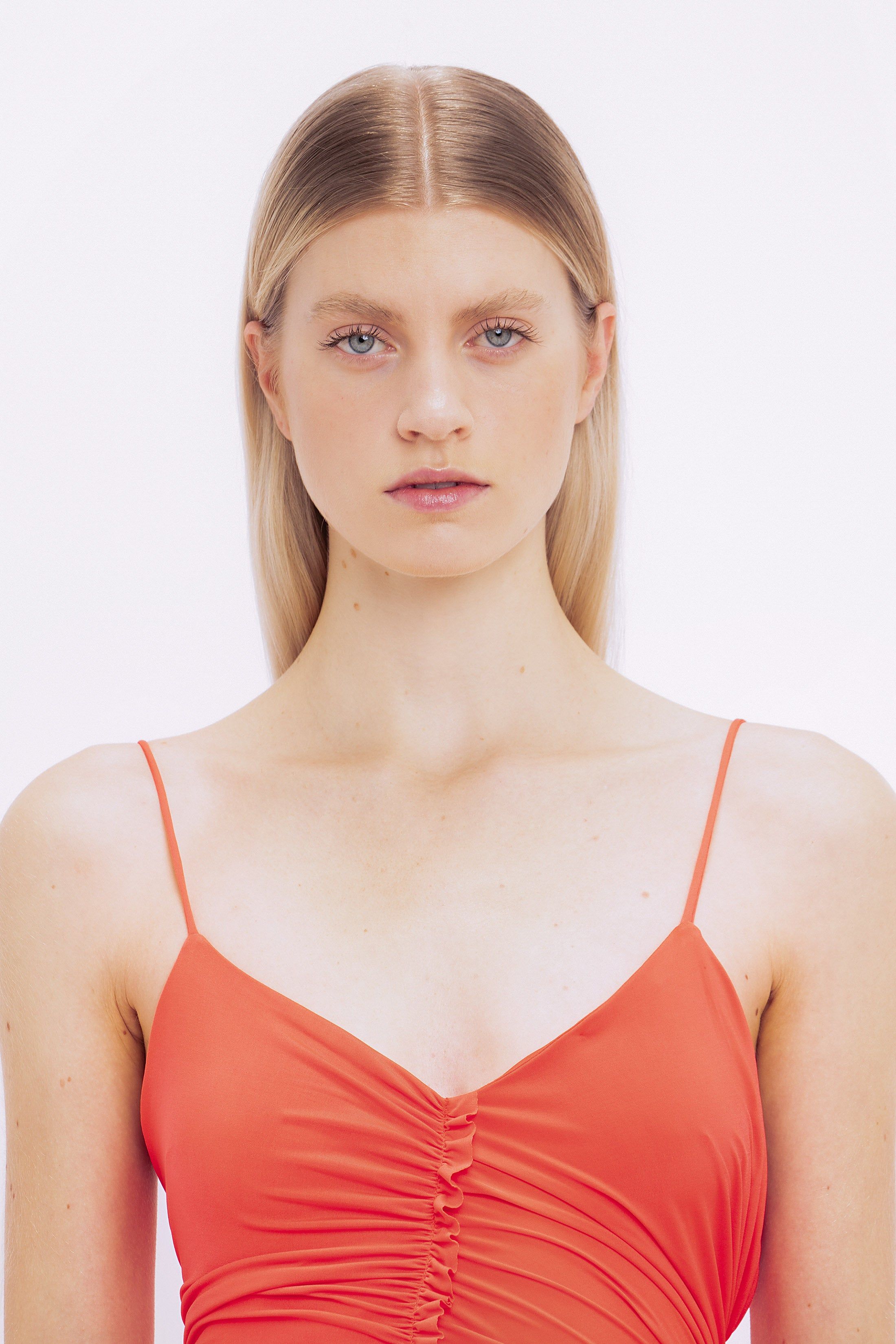 Ruched Fitted Jersey Dress In Coral sold by Victoria Beckham product image thumbnail 6