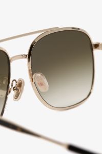 Double Bridge V Detail Sunglasses In Gold sold by Victoria Beckham