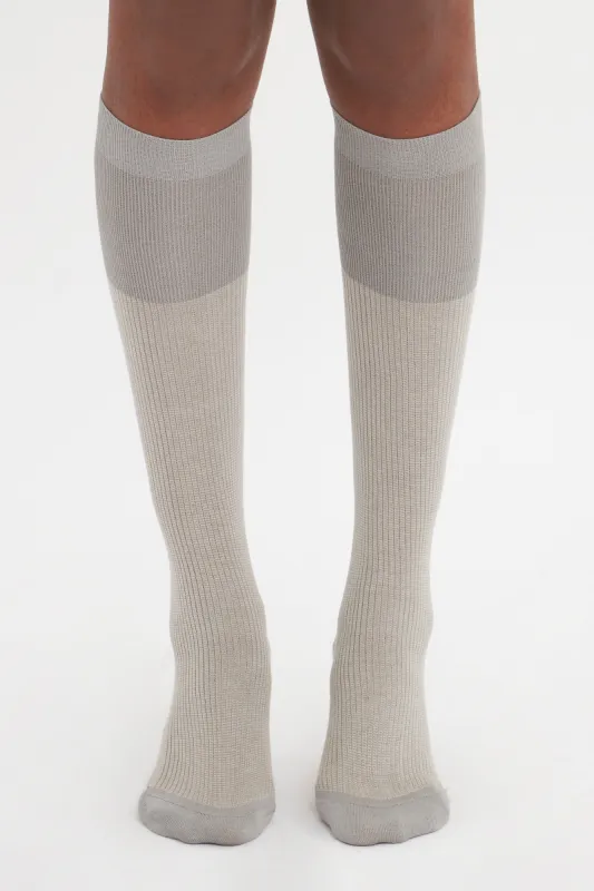 Superfine Rib Socks In Lunar Grey sold by Victoria Beckham