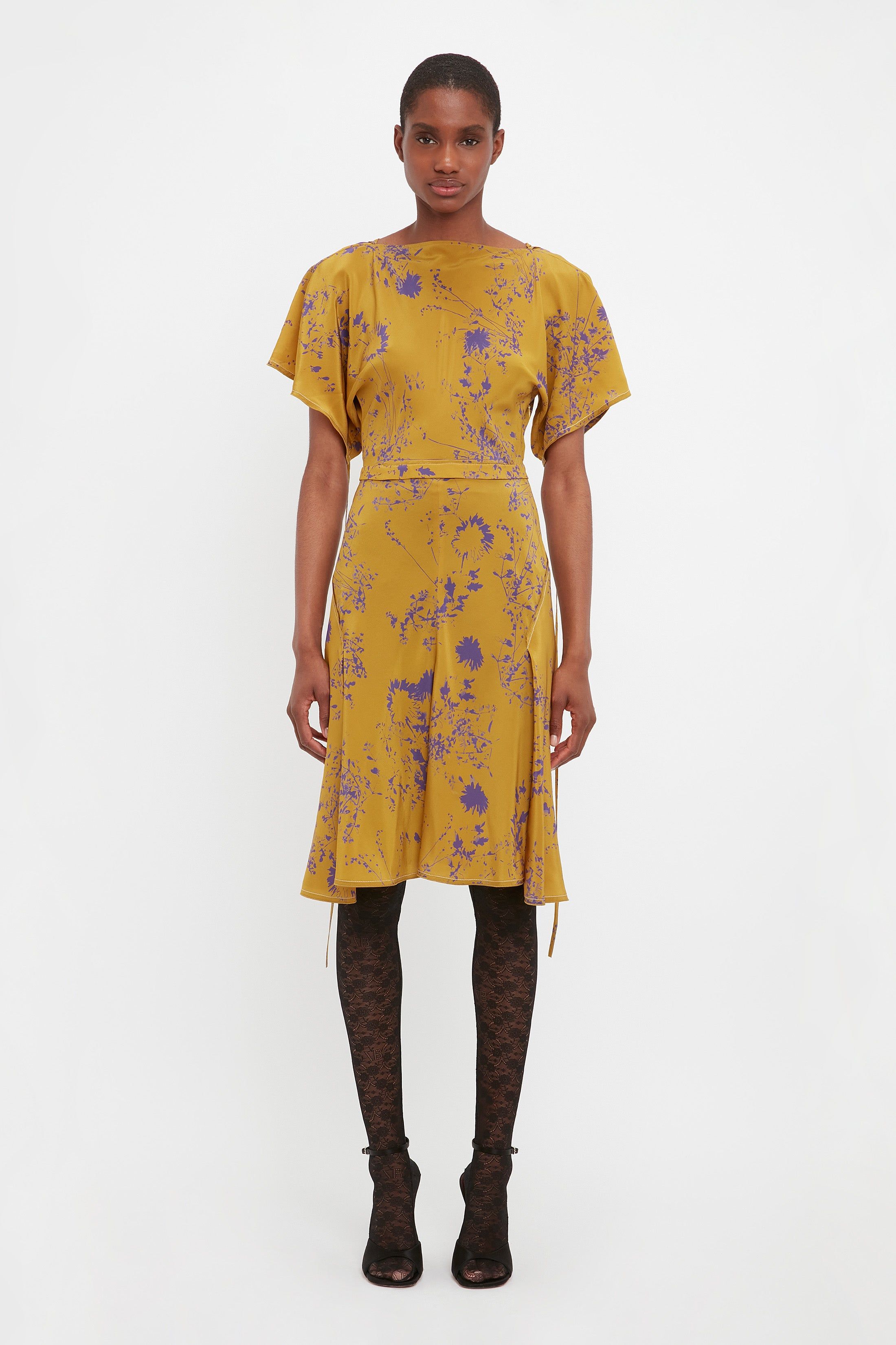 Draped Sleeve Dress In Yellow Ochre sold by Victoria Beckham product image thumbnail 2