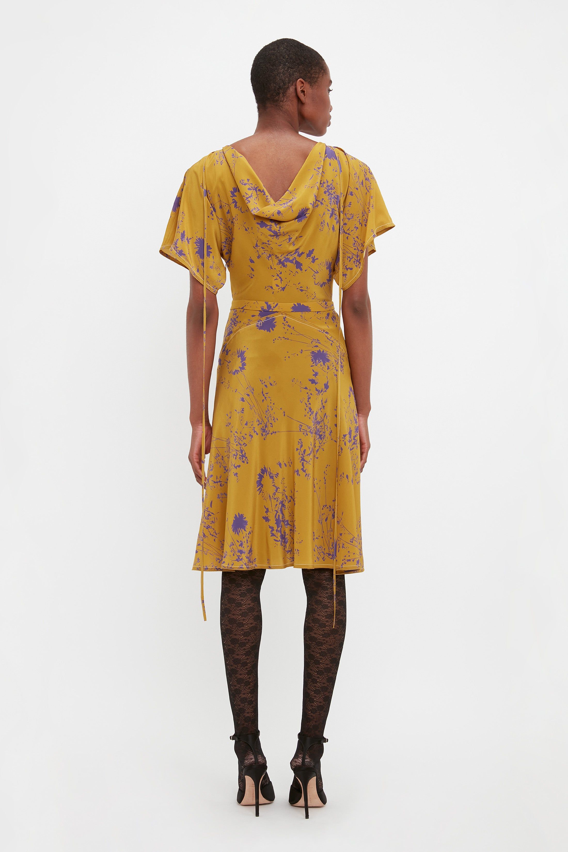 Draped Sleeve Dress In Yellow Ochre sold by Victoria Beckham product image thumbnail 4