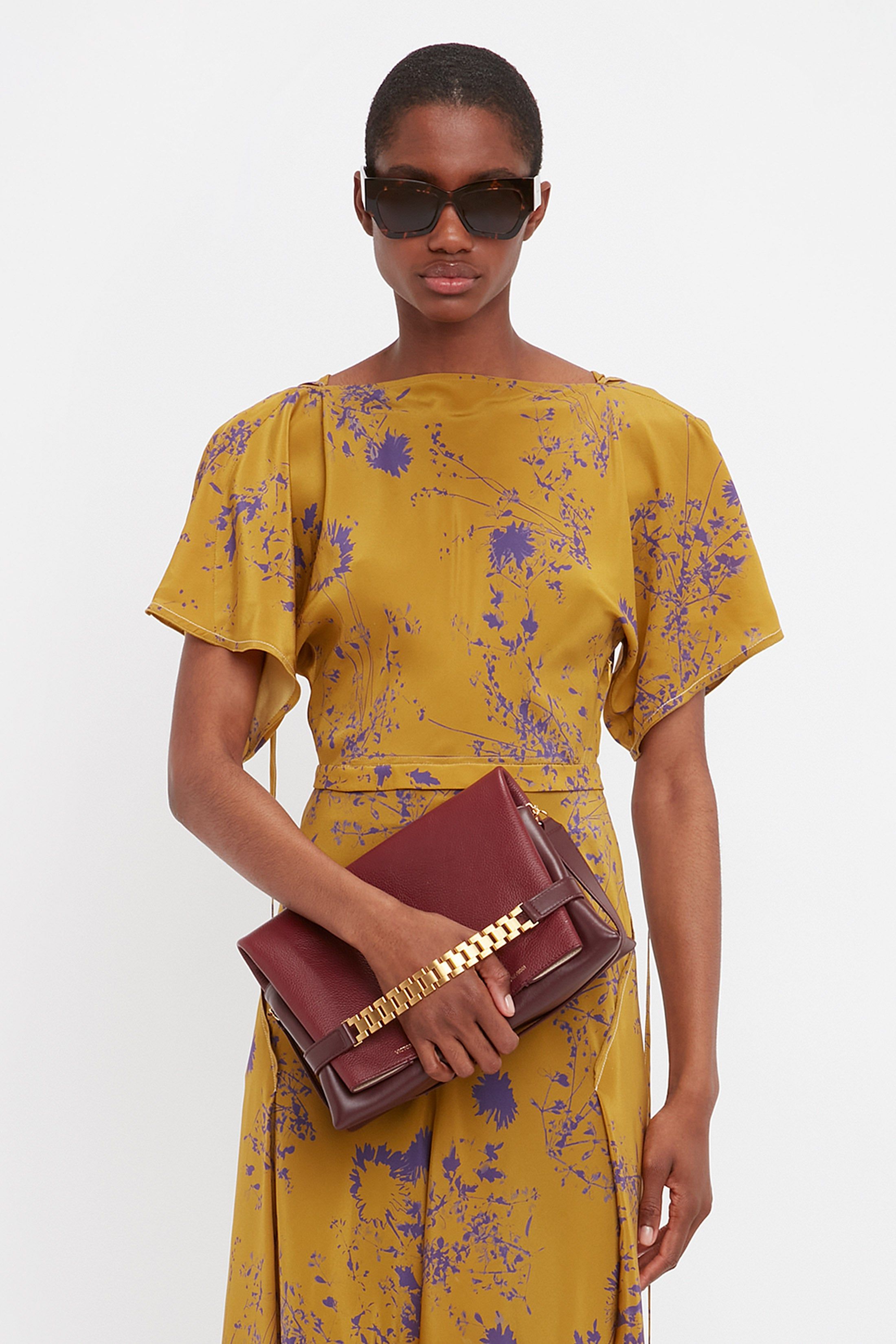 Draped Sleeve Dress In Yellow Ochre sold by Victoria Beckham product image thumbnail 5