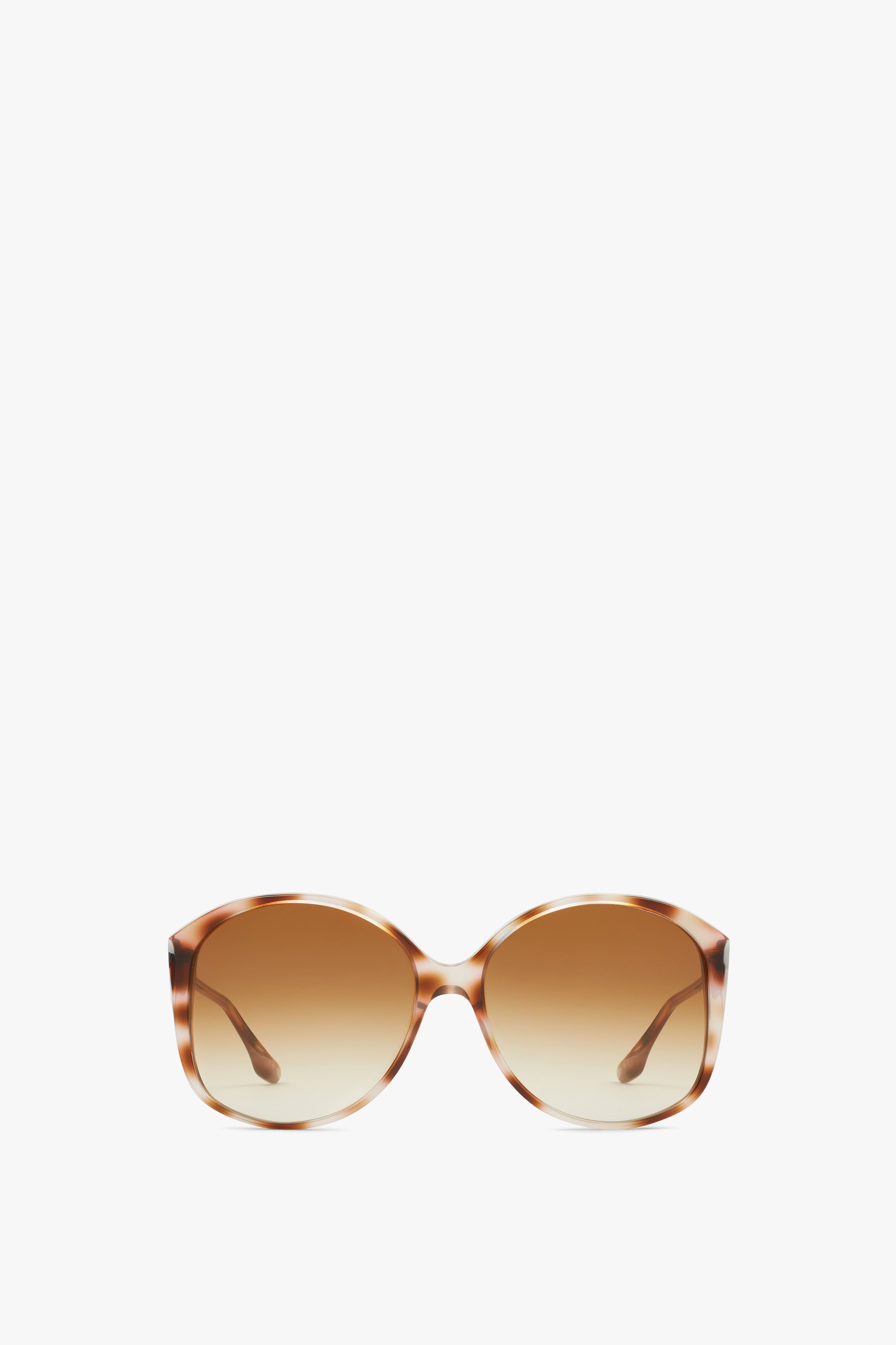 Faceted Round Sunglasses In Havana Rose sold by Victoria Beckham