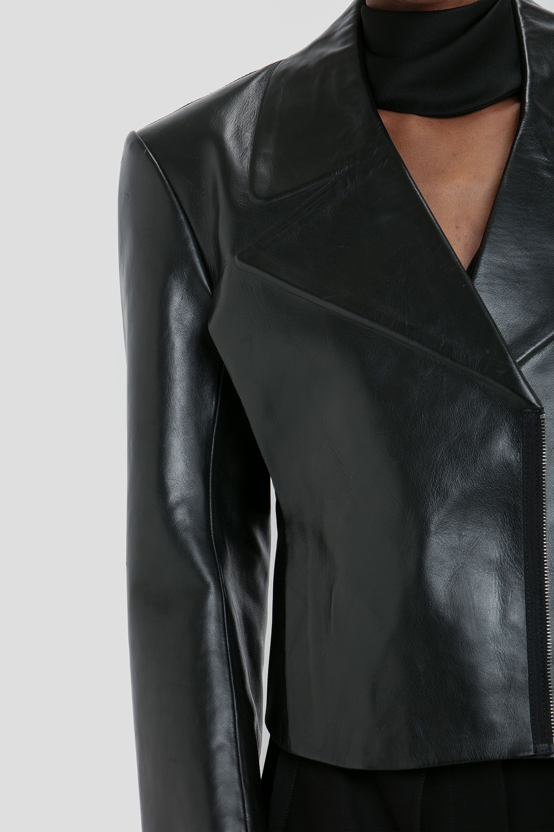 Bonded Calf Leather Biker Jacket In Black sold by Victoria Beckham product image thumbnail 5