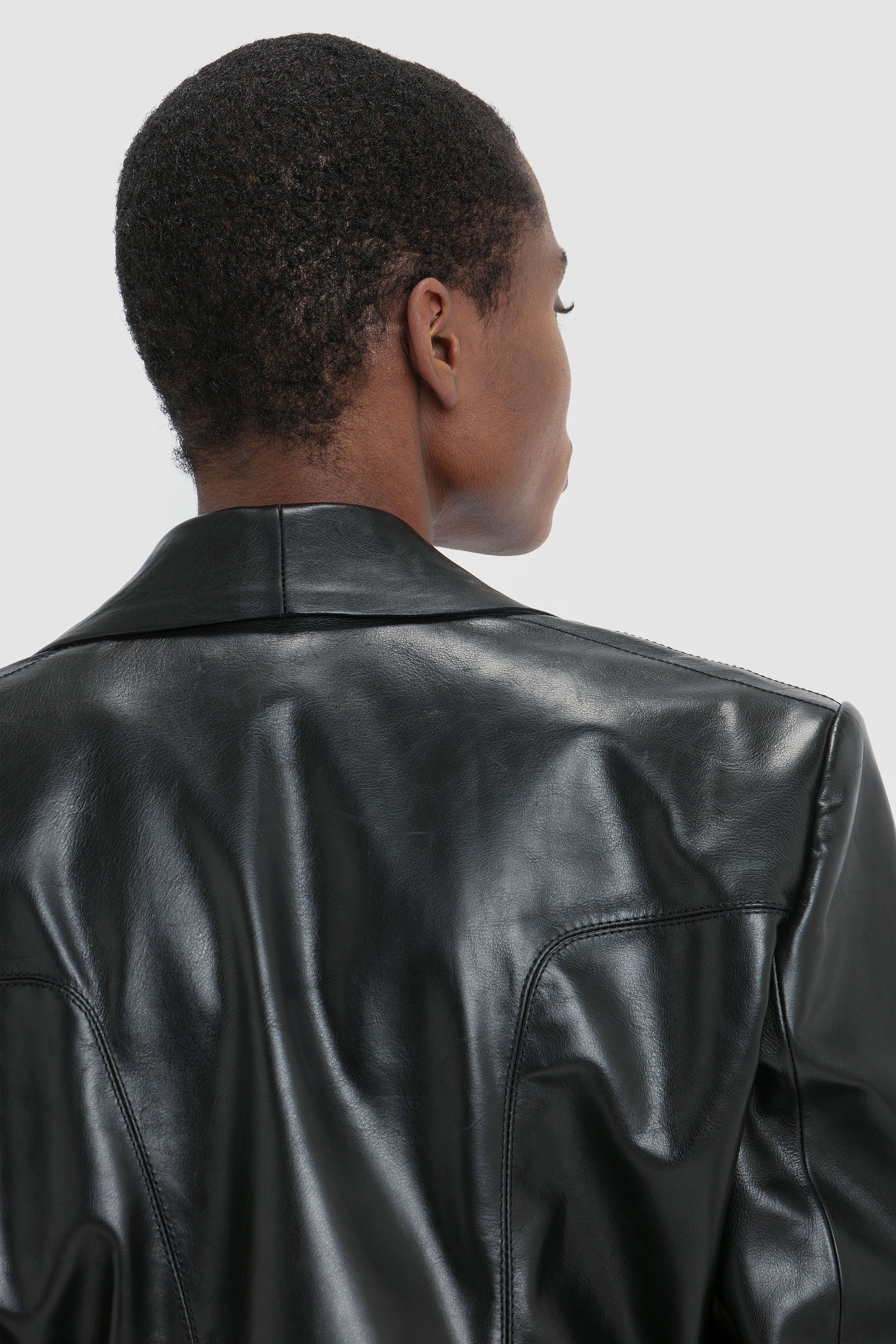 Bonded Calf Leather Biker Jacket In Black sold by Victoria Beckham product image thumbnail 7