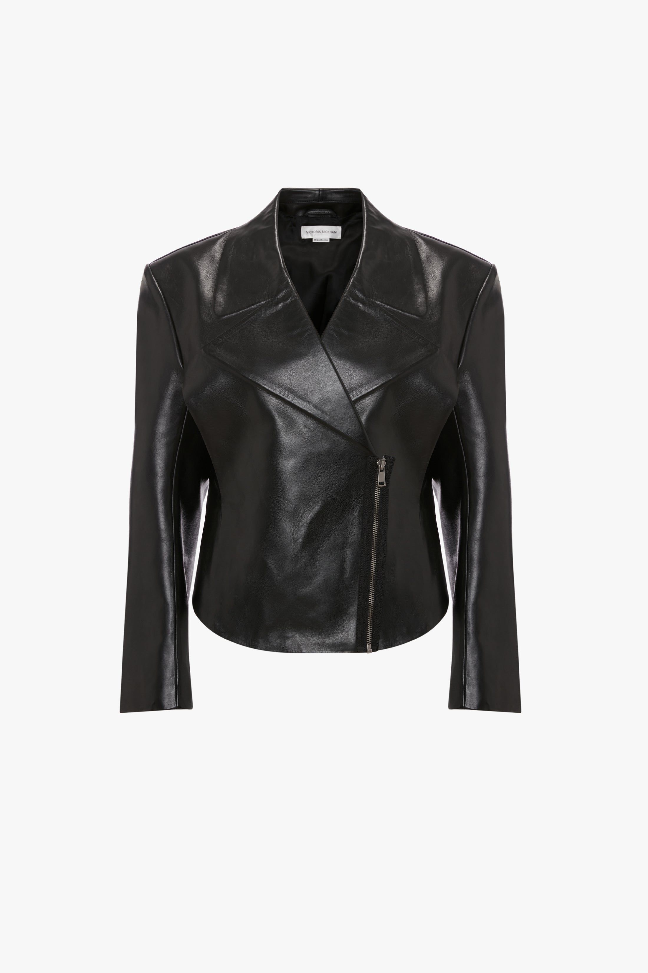 Bonded Calf Leather Biker Jacket In Black sold by Victoria Beckham product image thumbnail 9