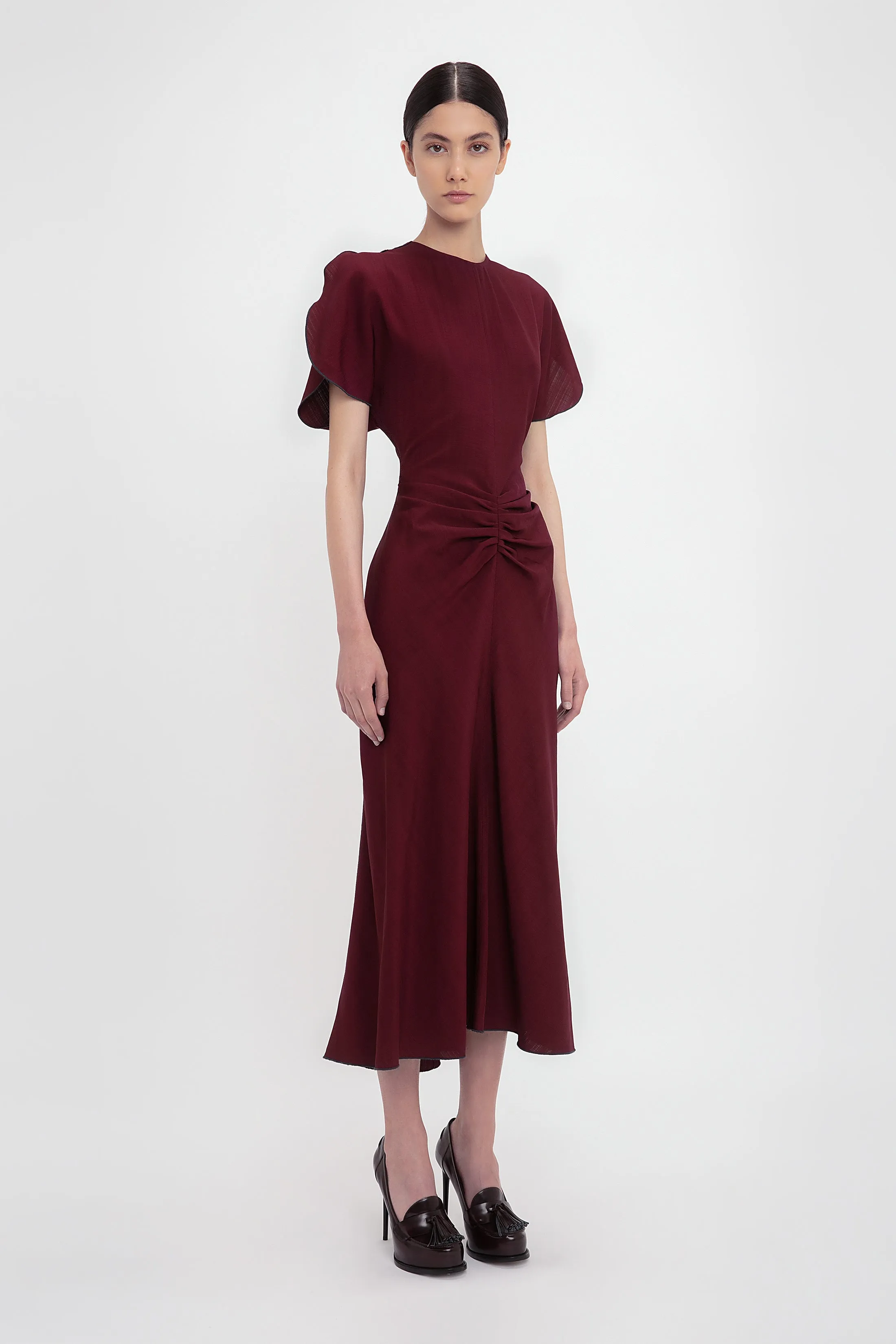 Gathered Waist Midi Dress In Port sold by Victoria Beckham product image thumbnail 2