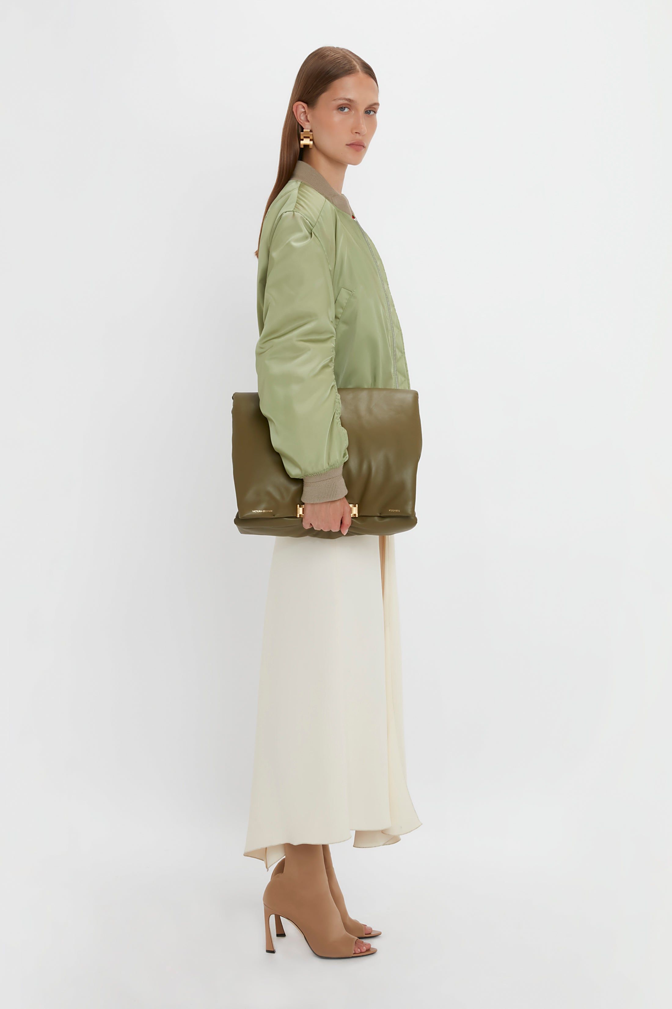 Cropped Bomber Jacket In Avocado sold by Victoria Beckham product image thumbnail 5