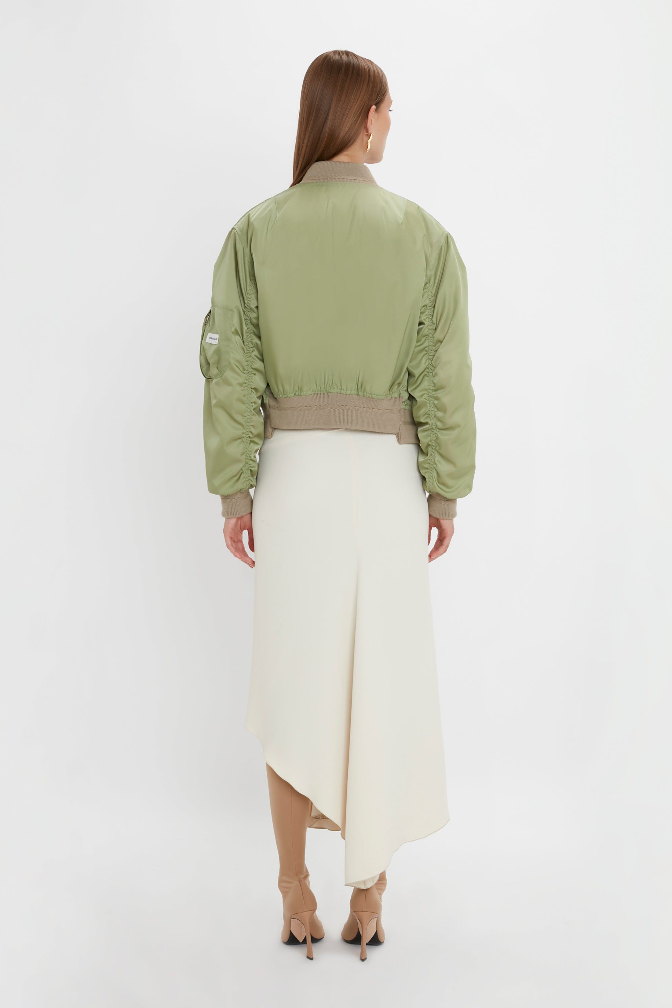 Cropped Bomber Jacket In Avocado sold by Victoria Beckham product image thumbnail 3