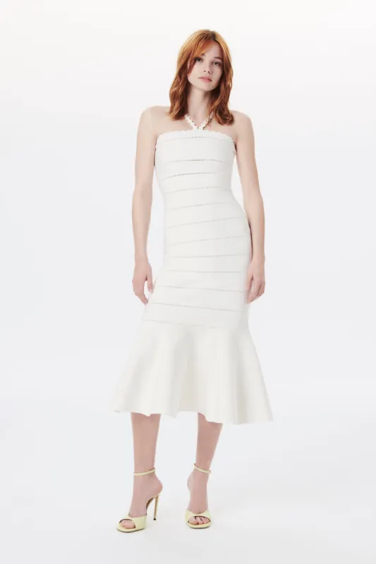 Scalloped Strap Flare Dress In White sold by Victoria Beckham