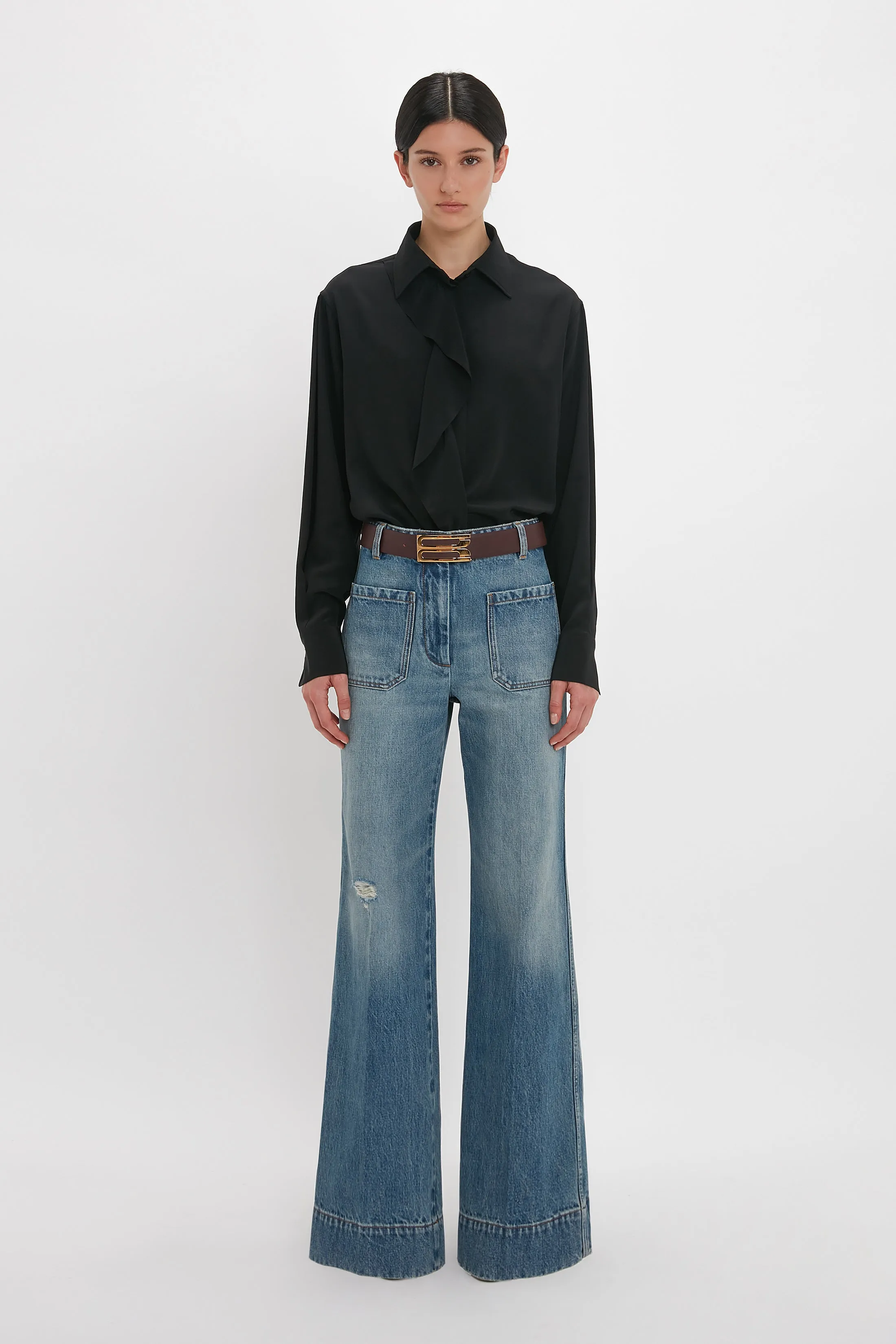 Alina High Waisted Jean In Worn Blue Wash sold by Victoria Beckham
