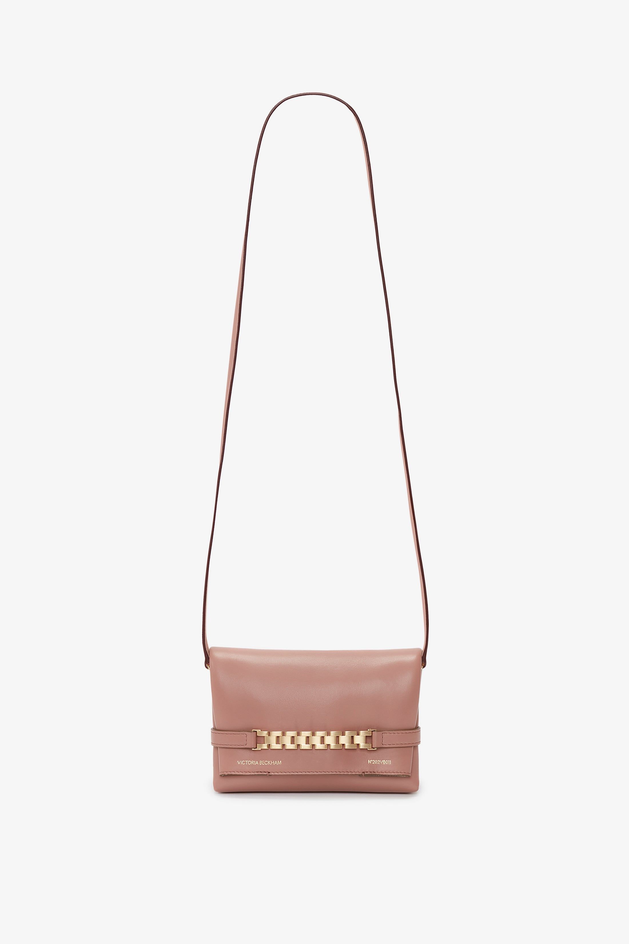 Mini Chain Pouch With Long Strap In Truffle Leather sold by Victoria Beckham