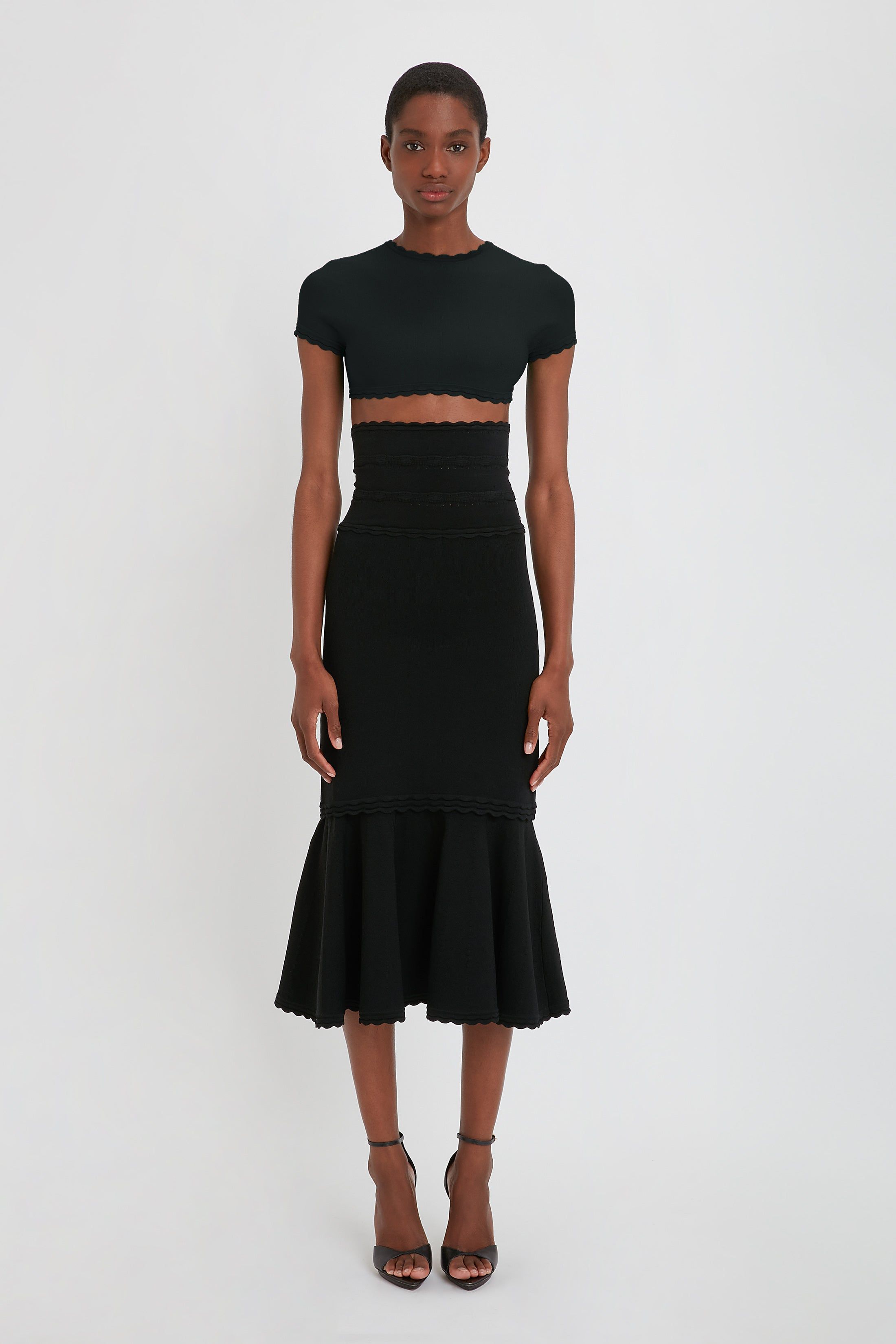 Cropped Short Sleeve Top In Black sold by Victoria Beckham