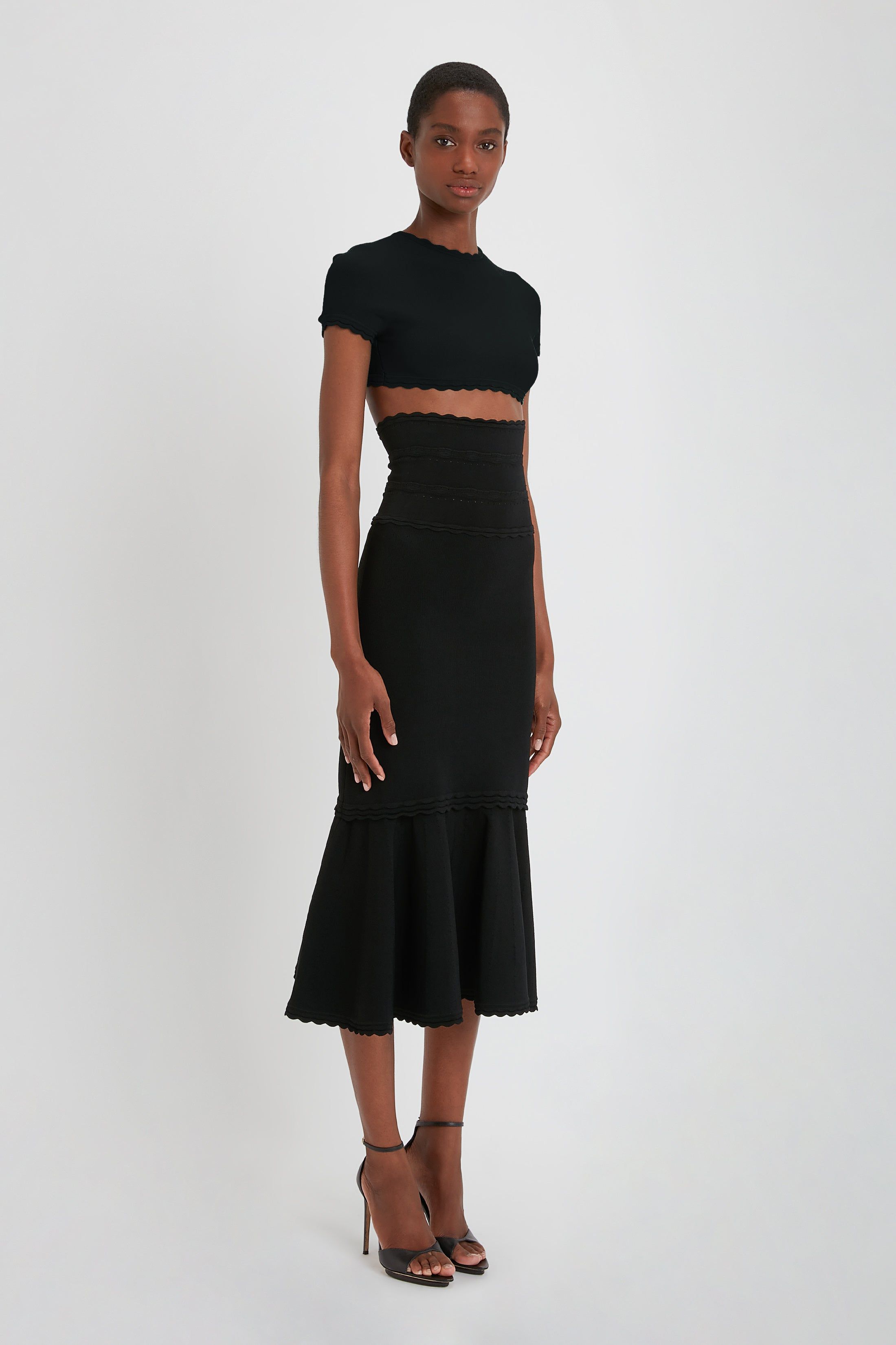 Cropped Short Sleeve Top In Black sold by Victoria Beckham product image thumbnail 2