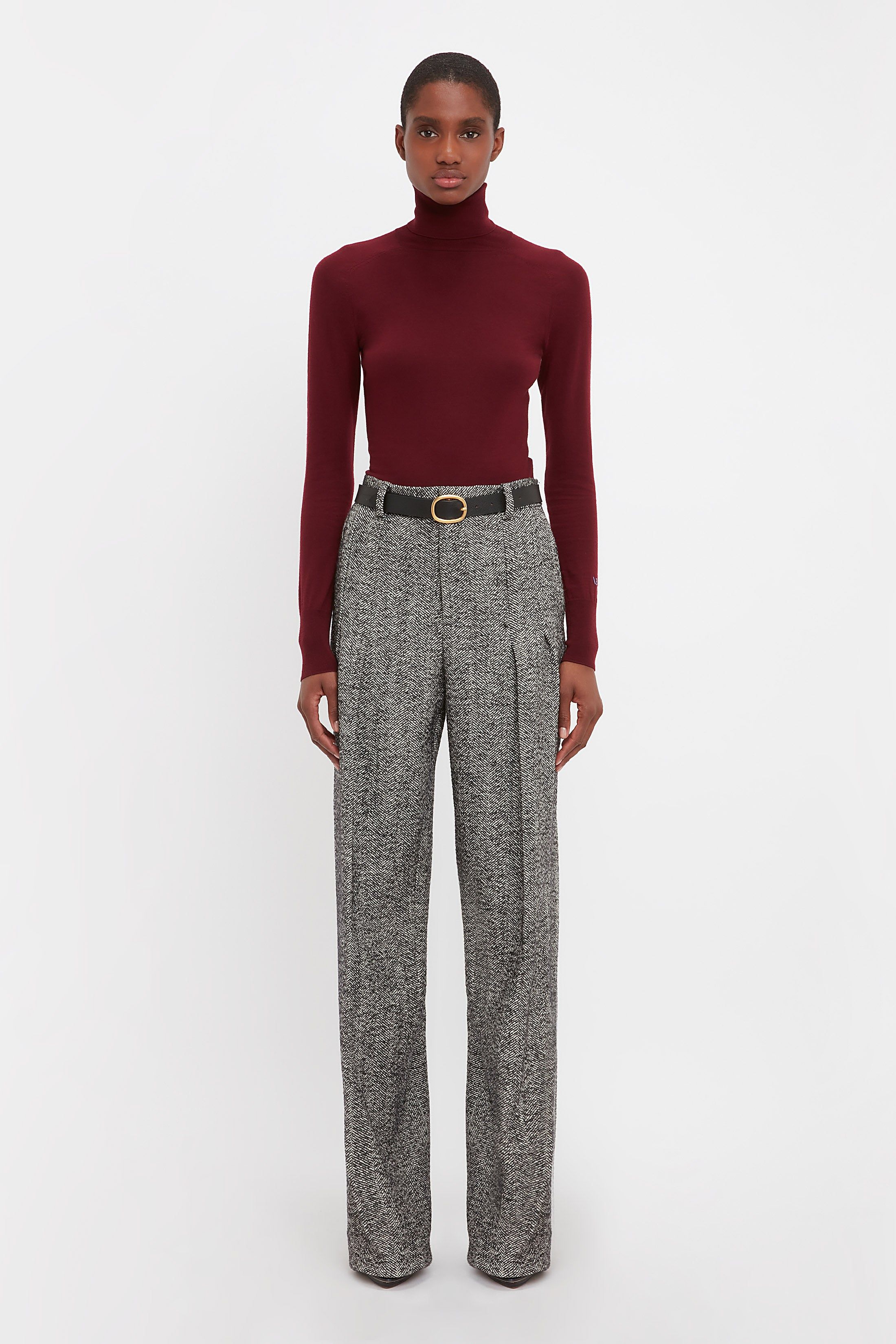 Front Pleat Trousers In Monochrome sold by Victoria Beckham