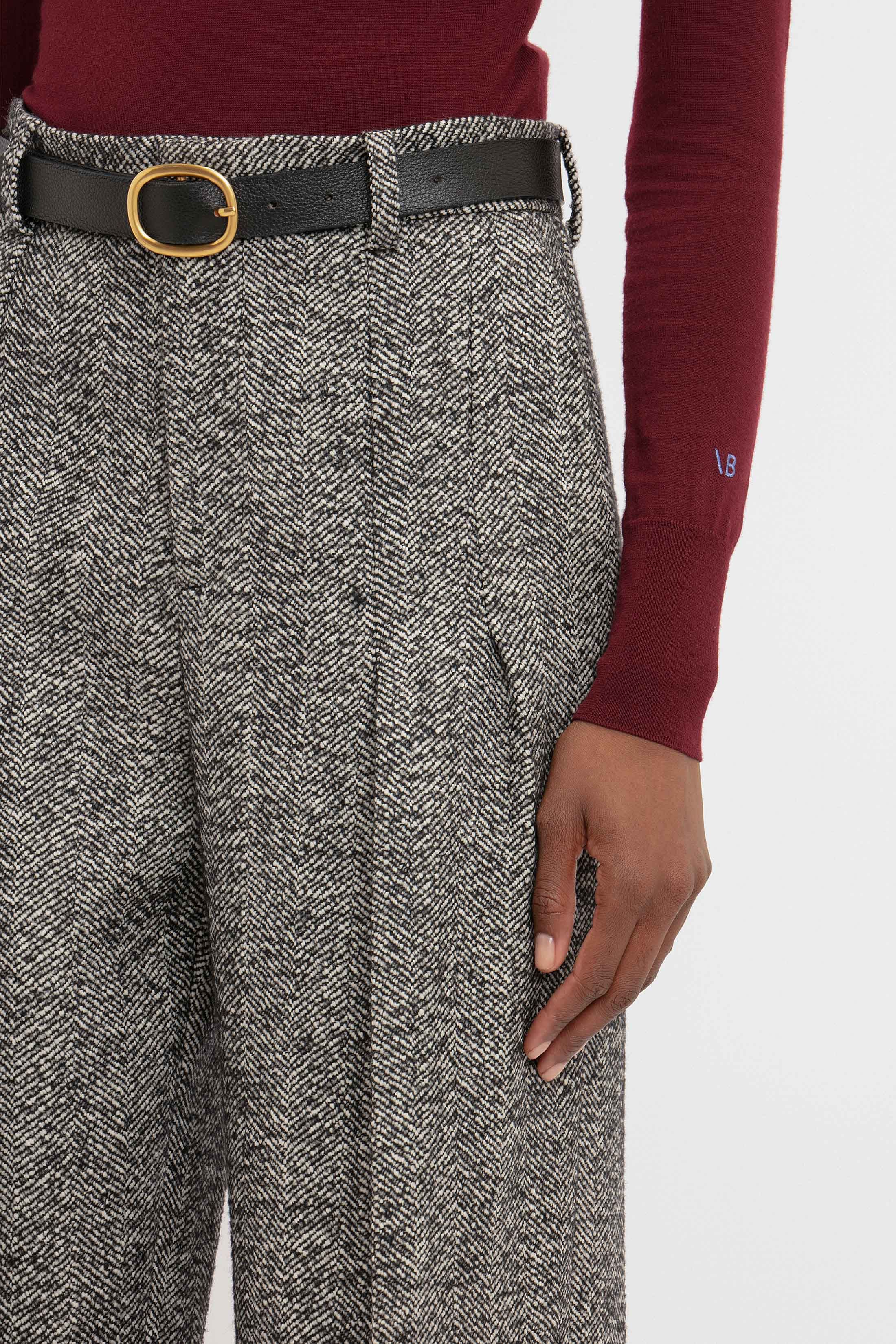 Front Pleat Trousers In Monochrome sold by Victoria Beckham product image thumbnail 4