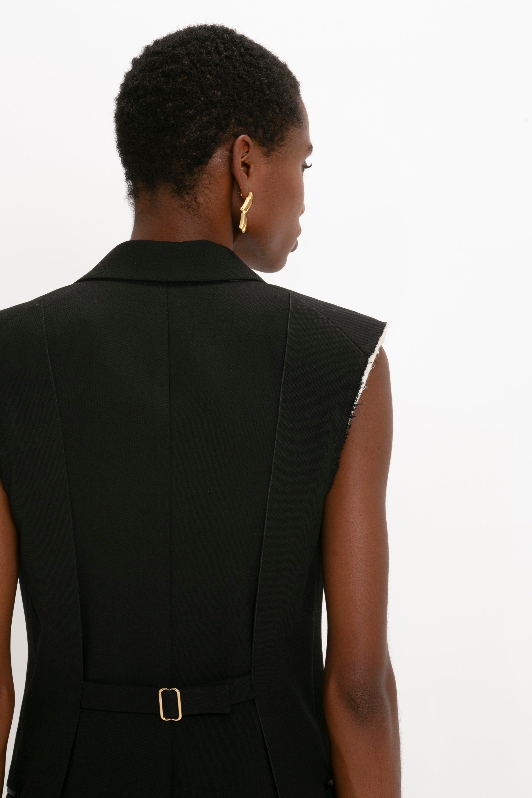 Sleeveless Tuxedo Jumpsuit in Black sold by Victoria Beckham product image thumbnail 5