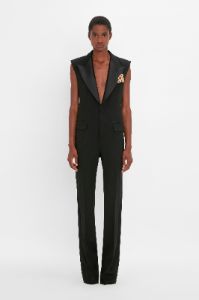 Sleeveless Tuxedo Jumpsuit in Black sold by Victoria Beckham