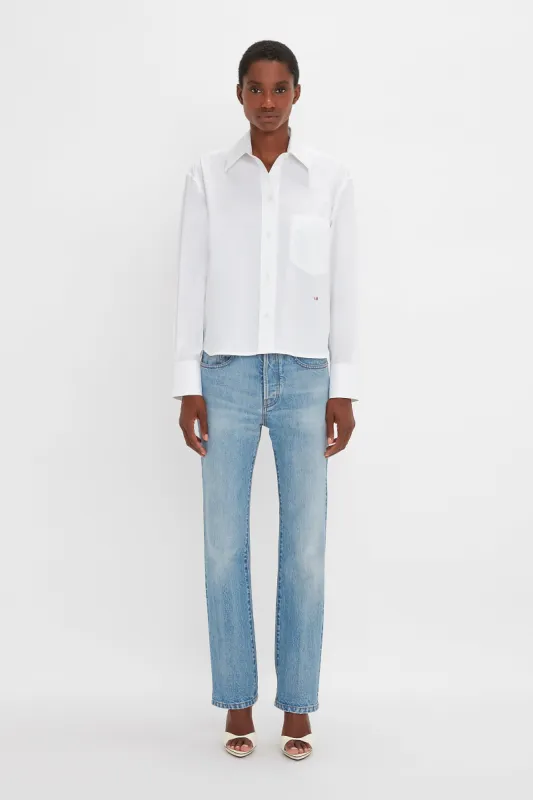 Cropped Long Sleeve Shirt In White sold by Victoria Beckham