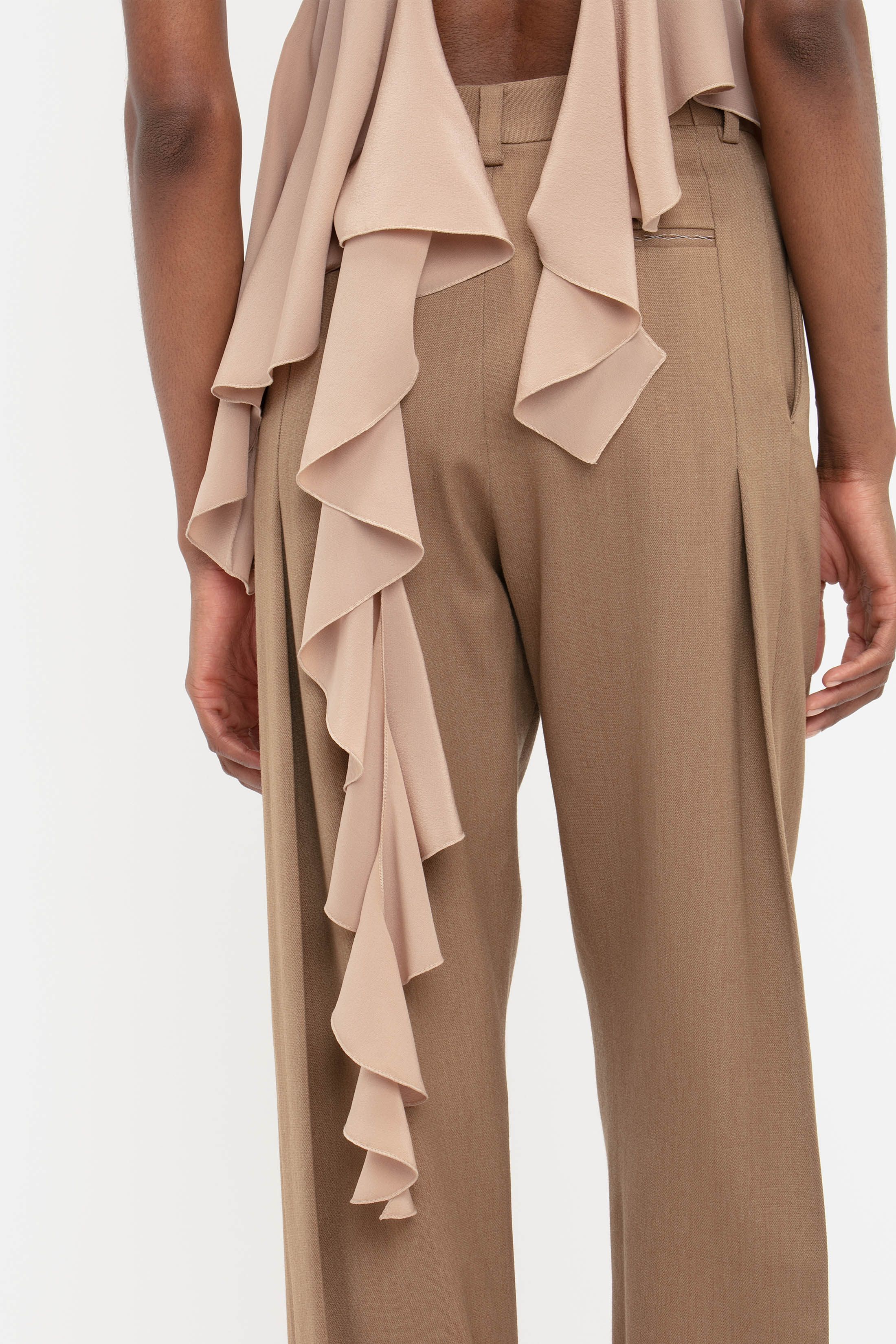 Front Pleat Trouser In Fawn sold by Victoria Beckham product image thumbnail 5