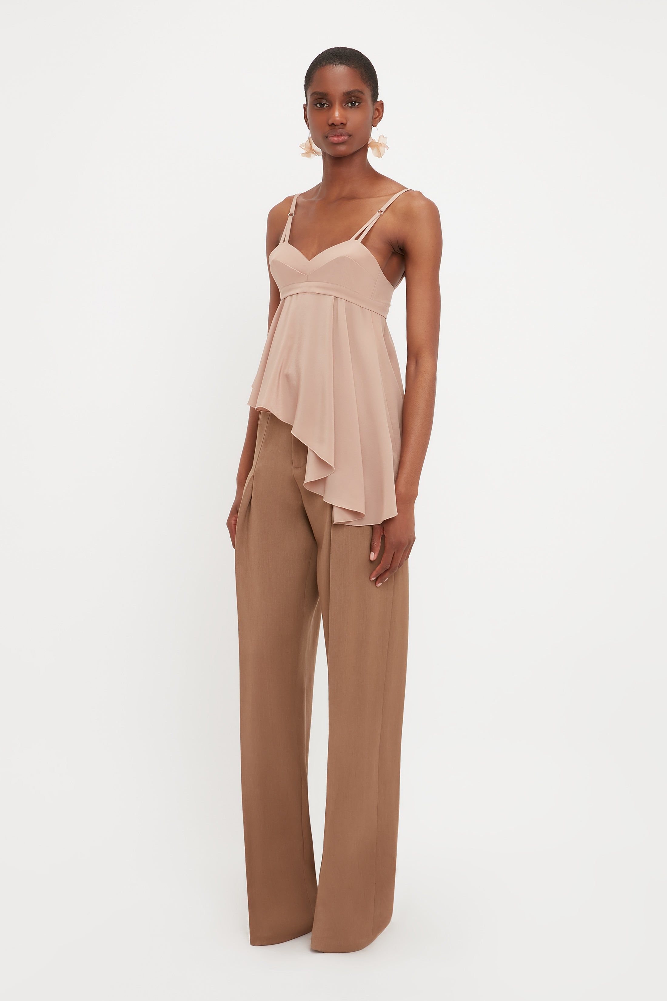 Front Pleat Trouser In Fawn sold by Victoria Beckham product image thumbnail 3