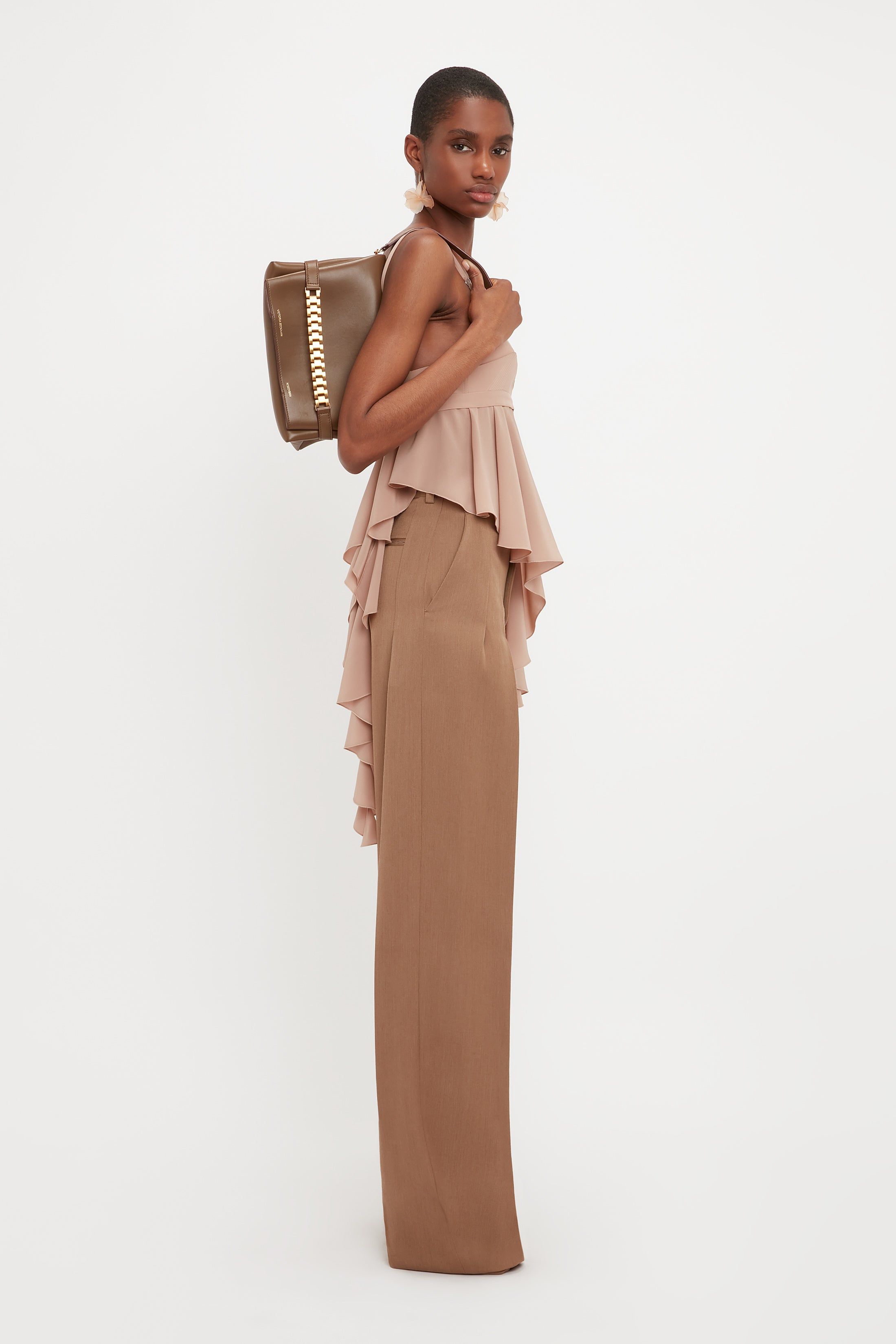 Front Pleat Trouser In Fawn sold by Victoria Beckham product image thumbnail 4