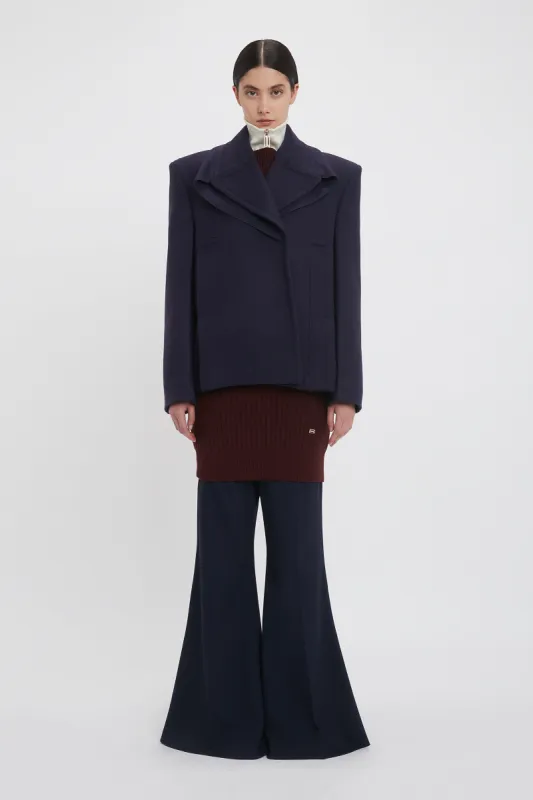 Pointed Shoulder Pea Coat In Ink Blue sold by Victoria Beckham