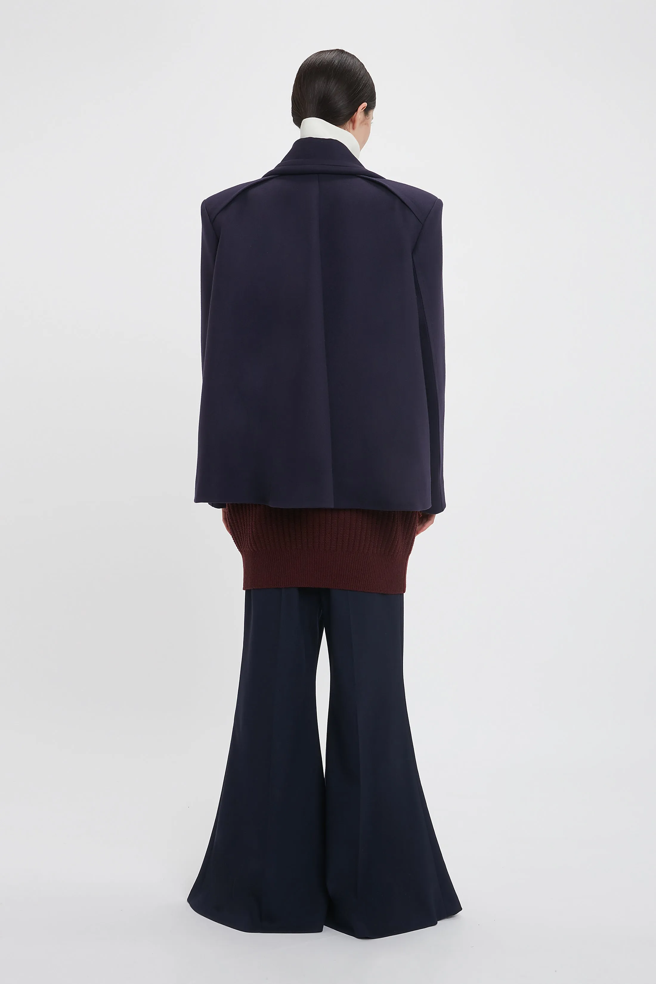 Pointed Shoulder Pea Coat In Ink Blue sold by Victoria Beckham product image thumbnail 3
