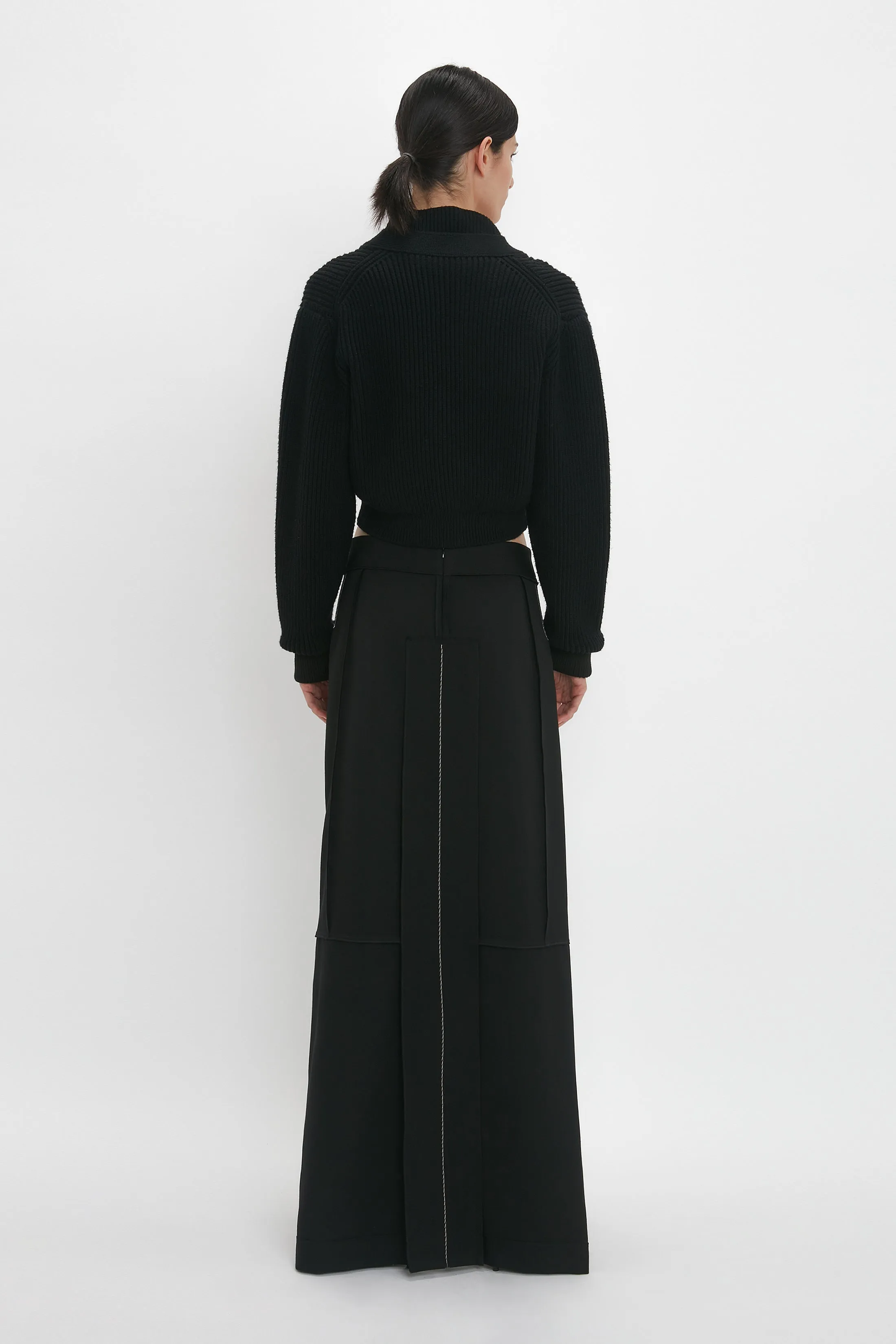 Cropped V-Neck Cardigan In Black sold by Victoria Beckham product image thumbnail 3