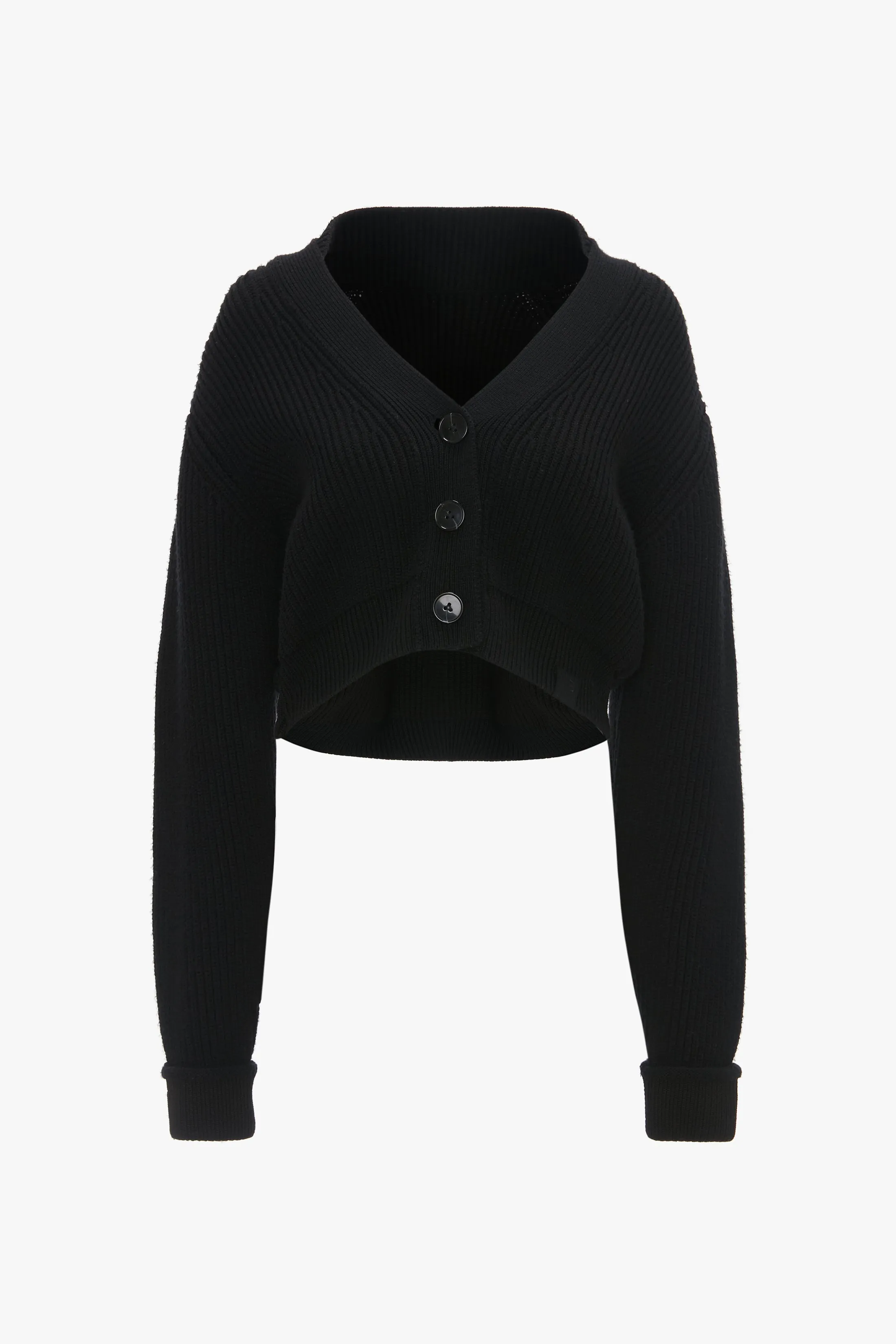 Cropped V-Neck Cardigan In Black sold by Victoria Beckham product image thumbnail 5