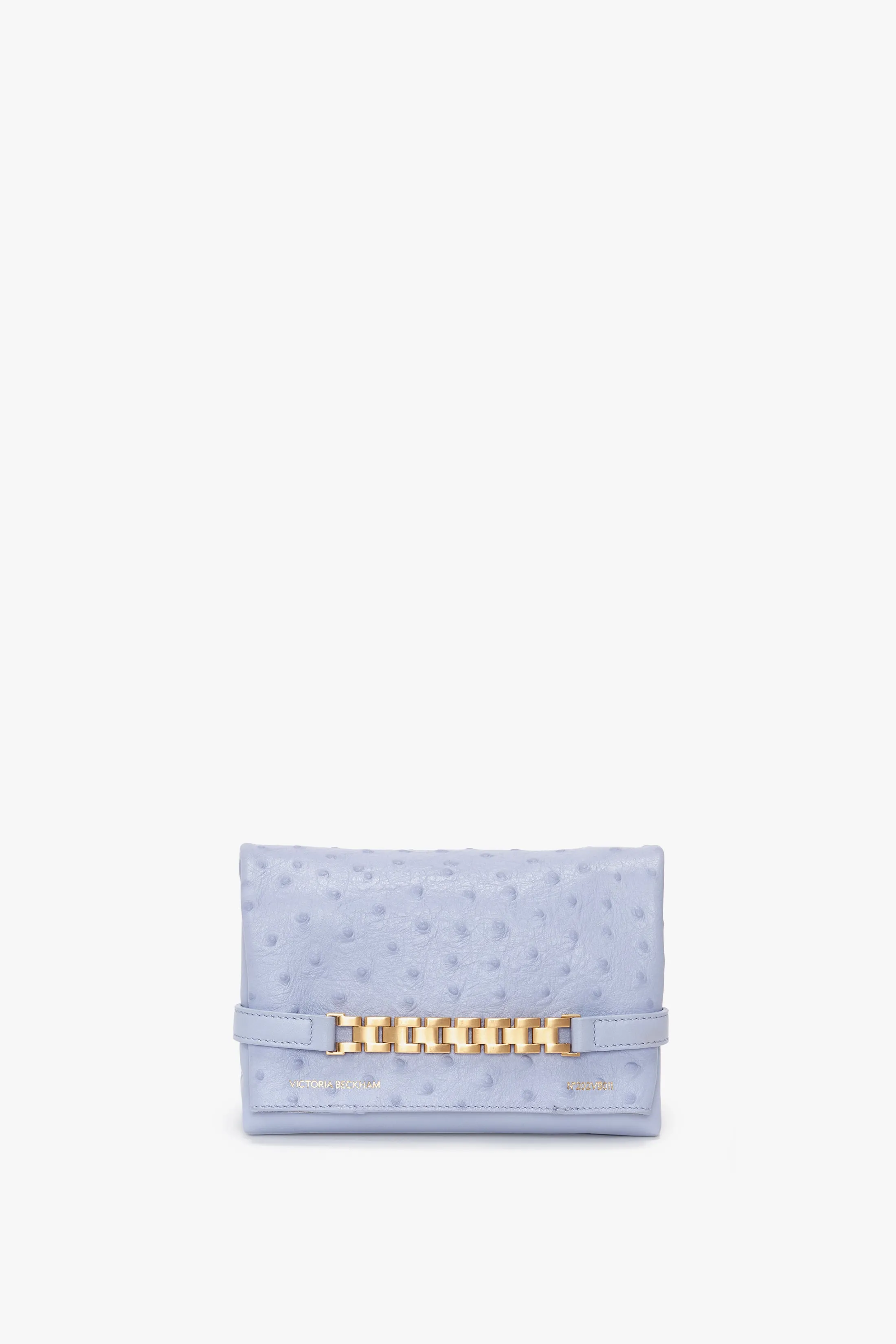 Mini Chain Pouch Bag With Long Strap In Frost Ostrich-Effect Leather sold by Victoria Beckham product image thumbnail 2