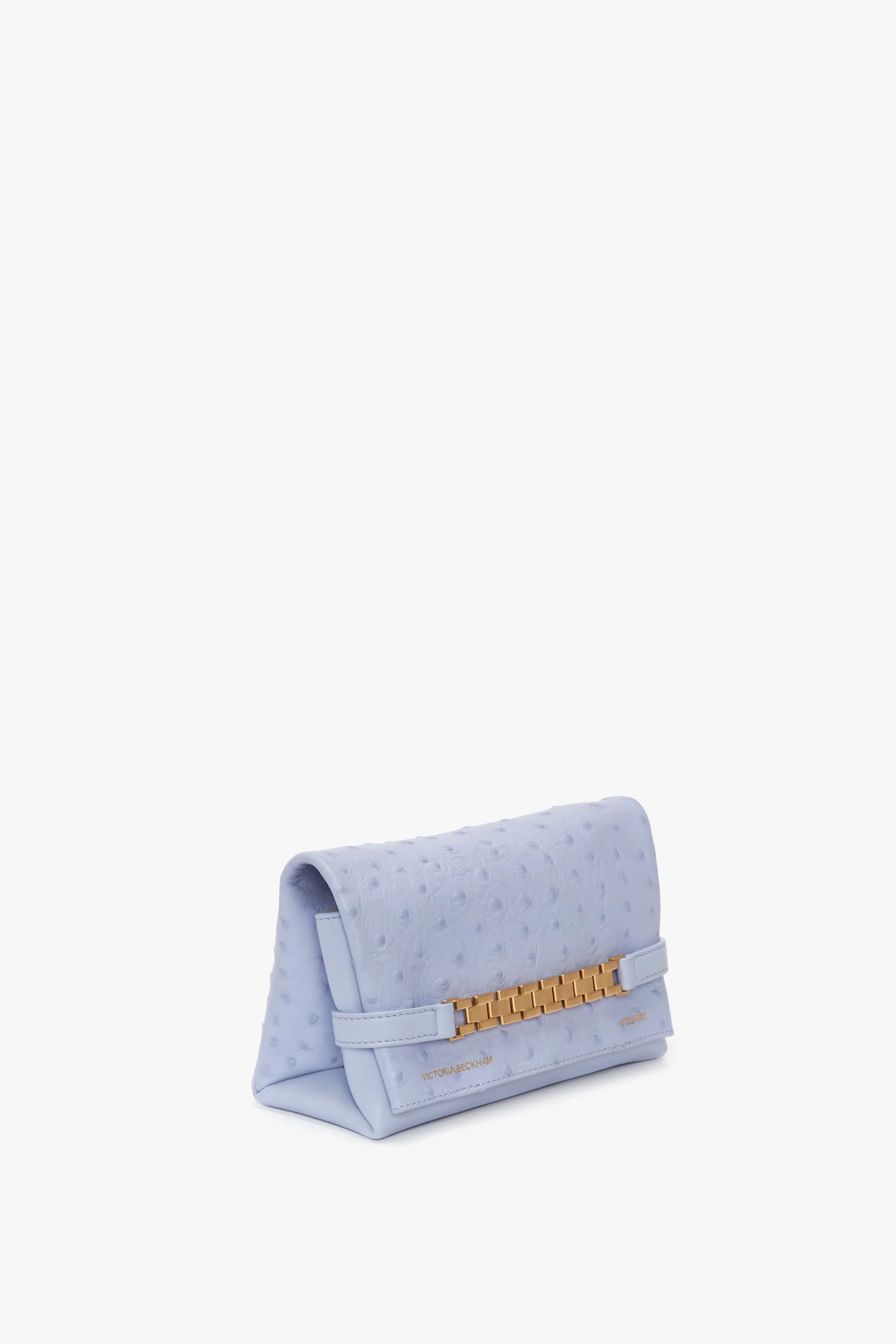 Mini Chain Pouch Bag With Long Strap In Frost Ostrich-Effect Leather sold by Victoria Beckham product image thumbnail 3
