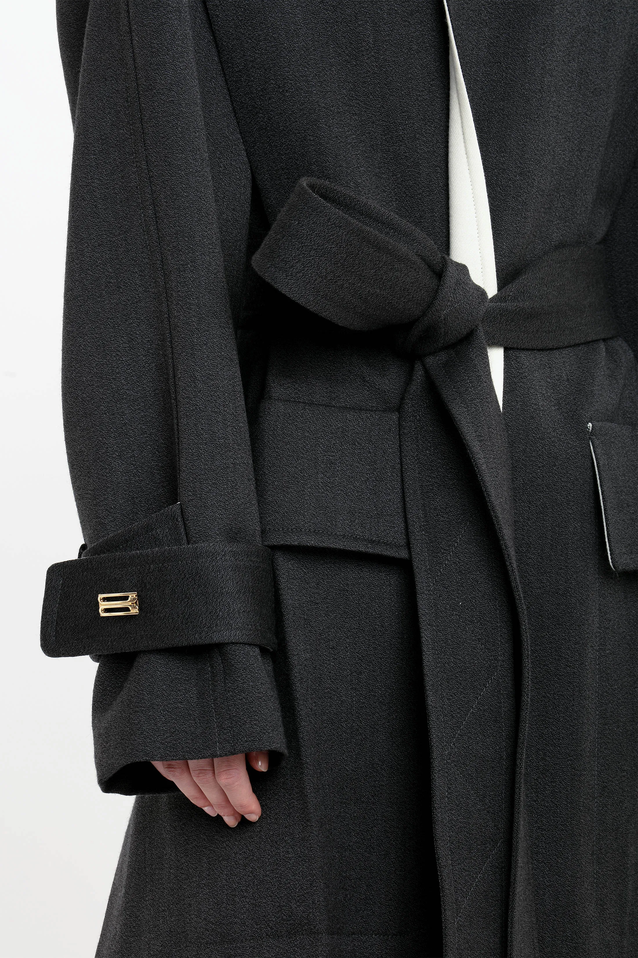 Belted Wool Trench Coat In Charcoal sold by Victoria Beckham product image thumbnail 5