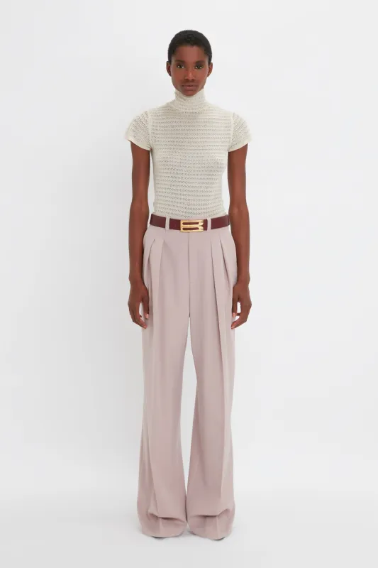 Polo Neck Knitted T-Shirt In Cream sold by Victoria Beckham