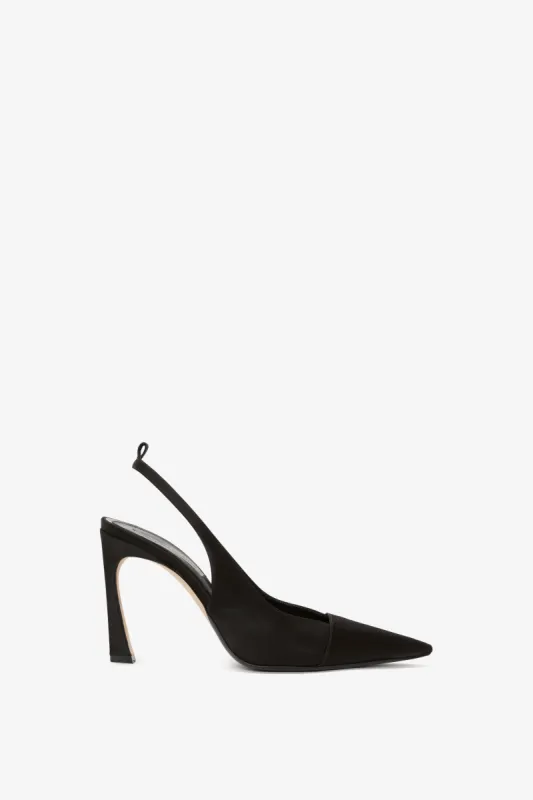 Pointy Toe Satin Sling Back Pump In Black sold by Victoria Beckham