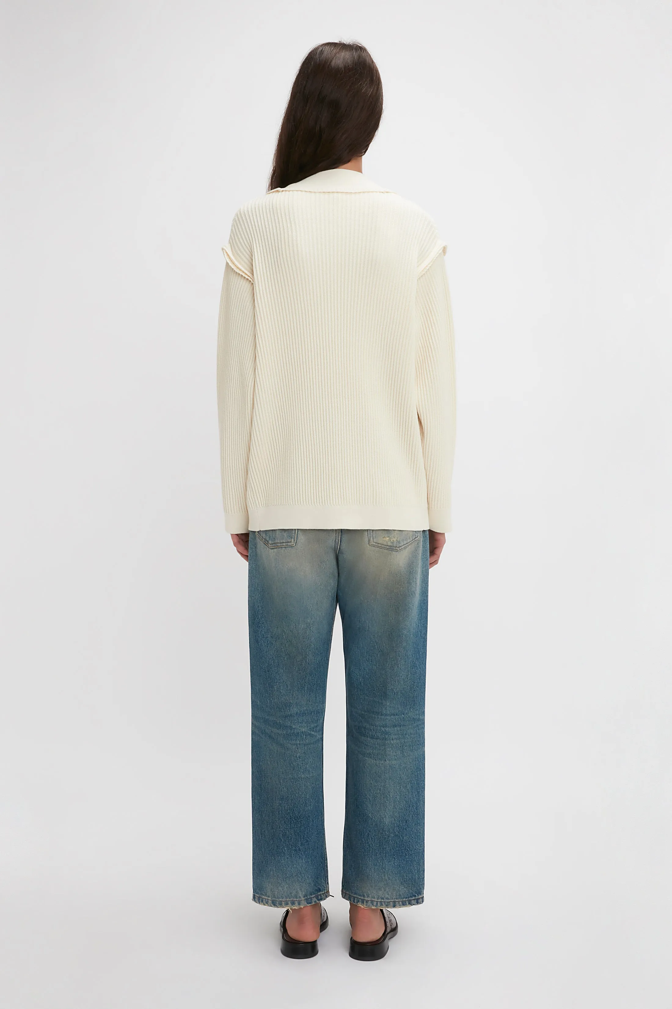 Relaxed Fit Cardigan In Natural sold by Victoria Beckham product image thumbnail 3