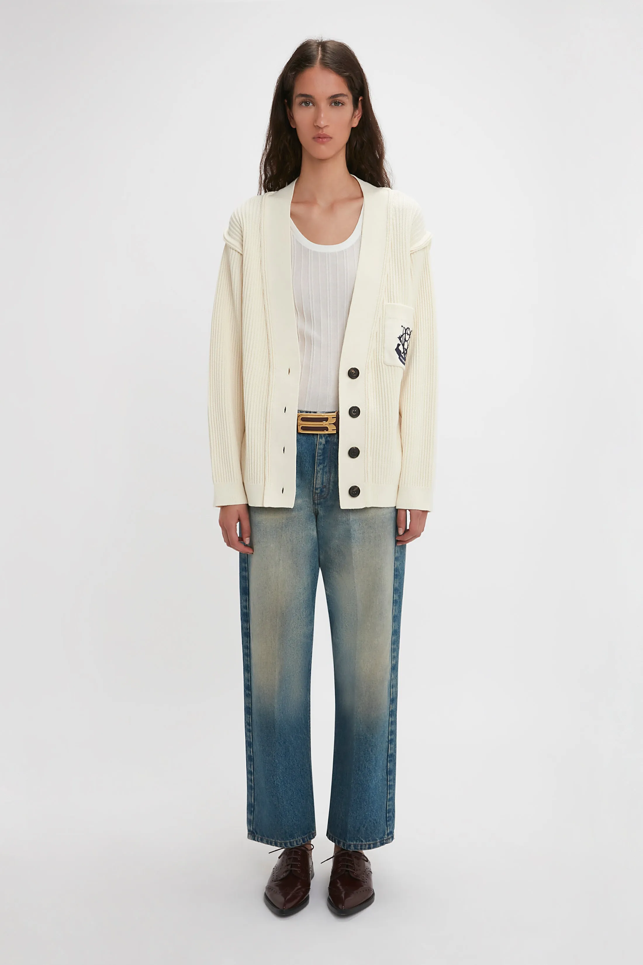 Relaxed Fit Cardigan In Natural sold by Victoria Beckham