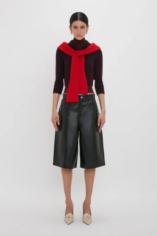 Leather Bermuda Short In Black sold by Victoria Beckham