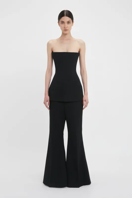 Low Rise Wide Leg Kick Trouser In Black sold by Victoria Beckham