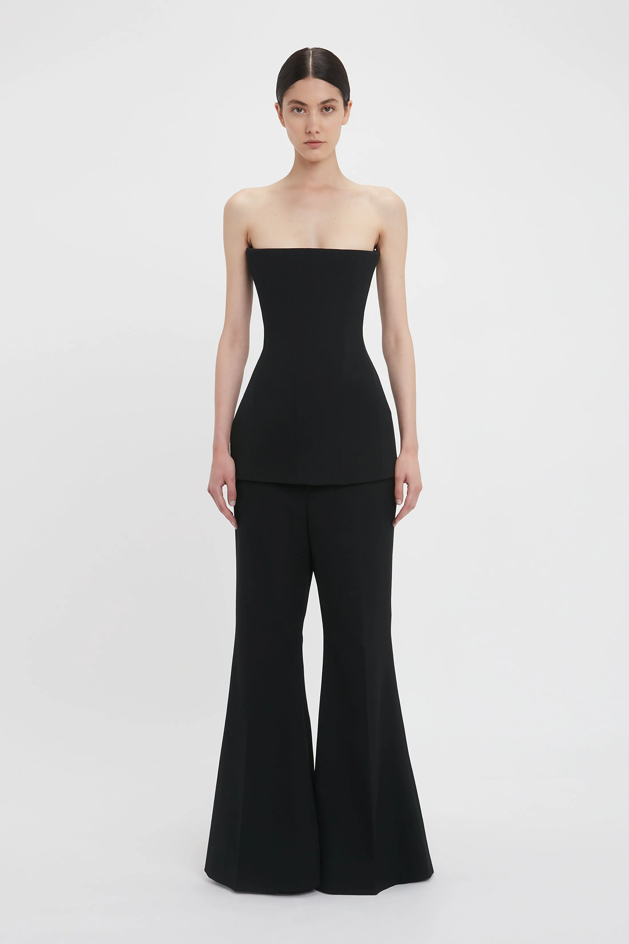 Low Rise Wide Leg Kick Trouser In Black sold by Victoria Beckham