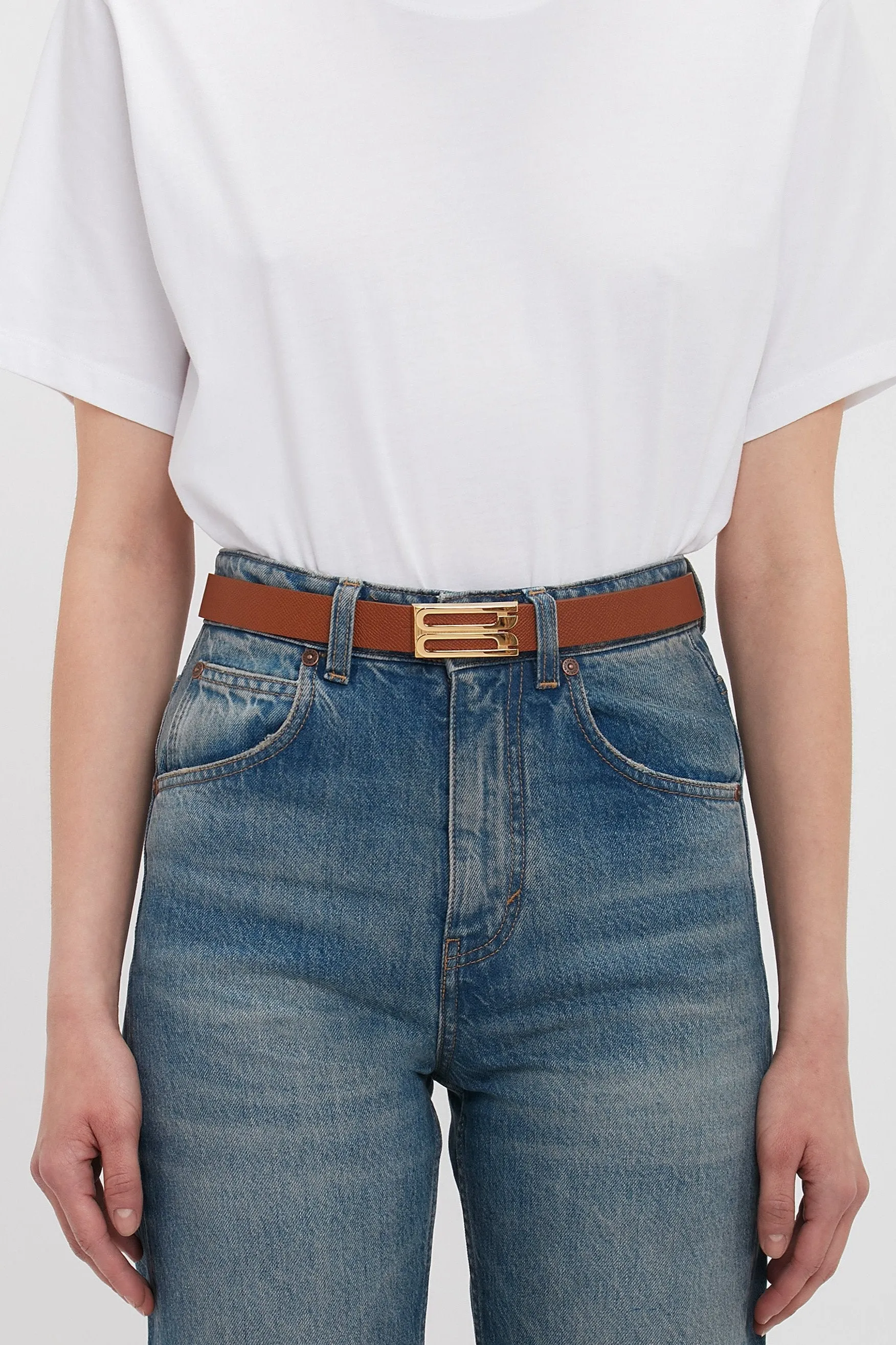 Frame Belt In Tan Grained Leather sold by Victoria Beckham product image thumbnail 5