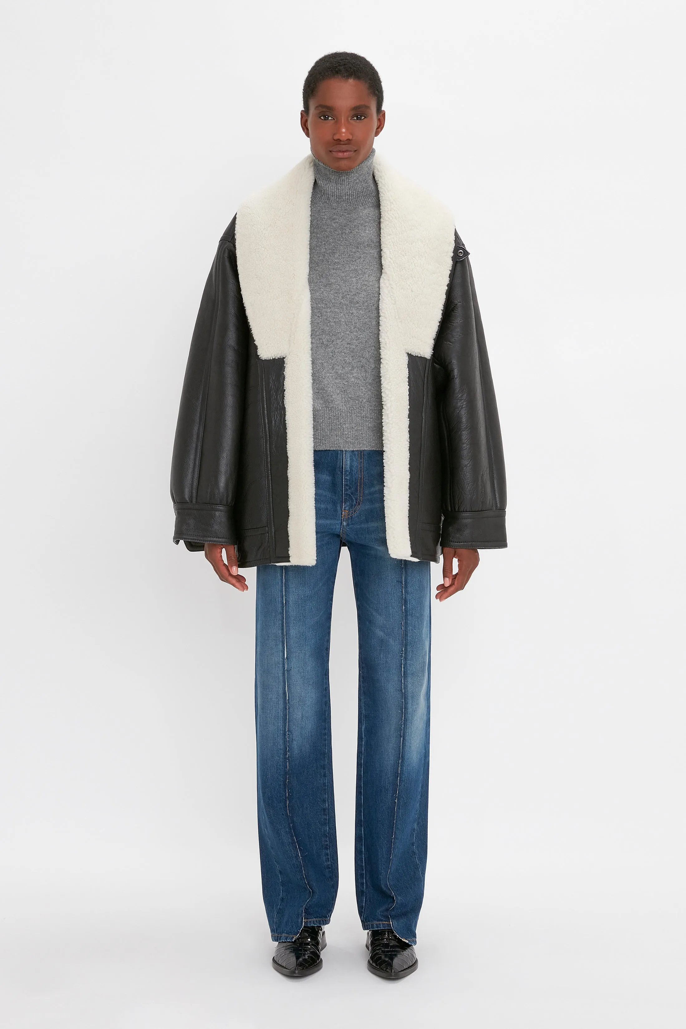 Shearling Coat In Monochrome sold by Victoria Beckham