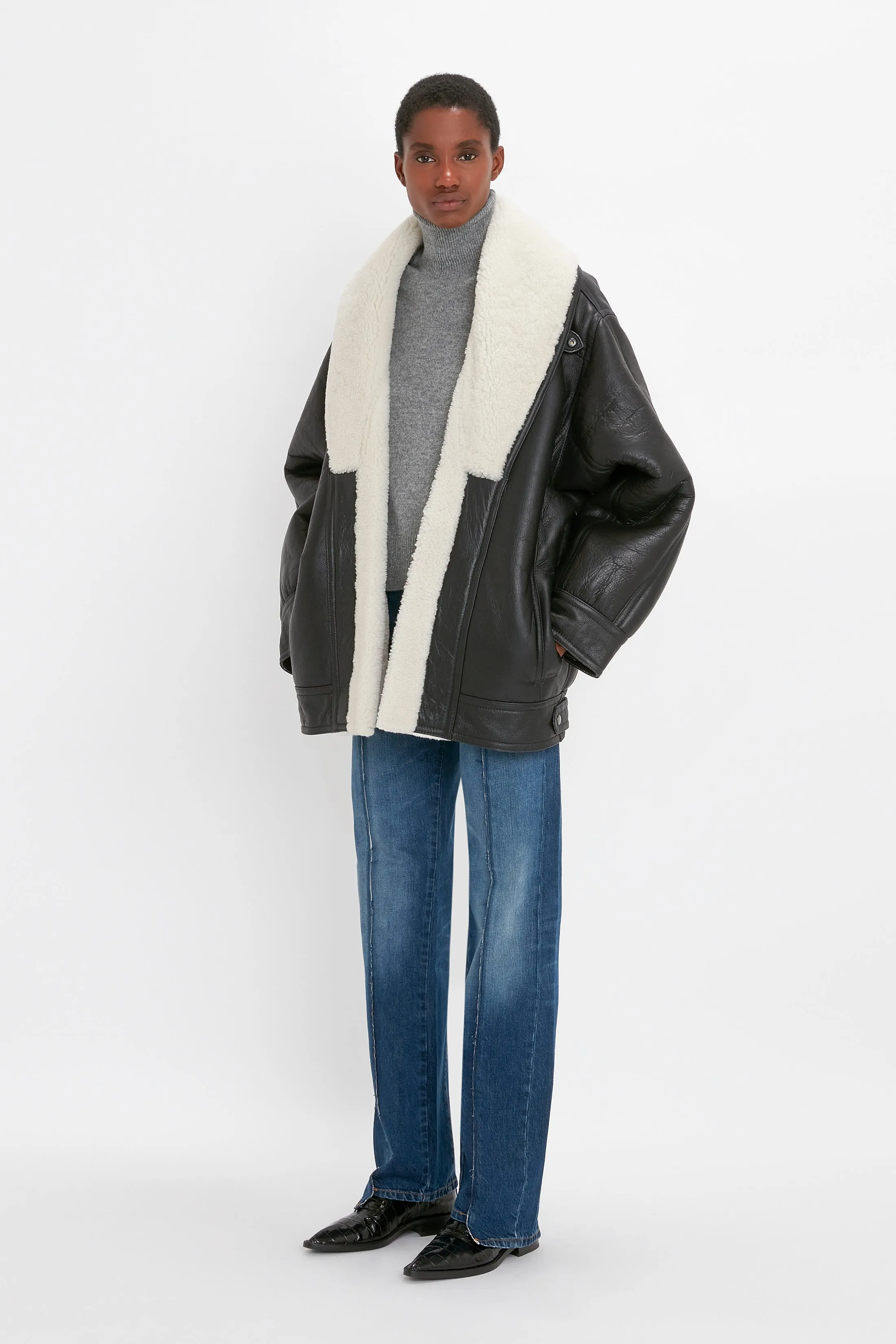 Shearling Coat In Monochrome sold by Victoria Beckham product image thumbnail 2