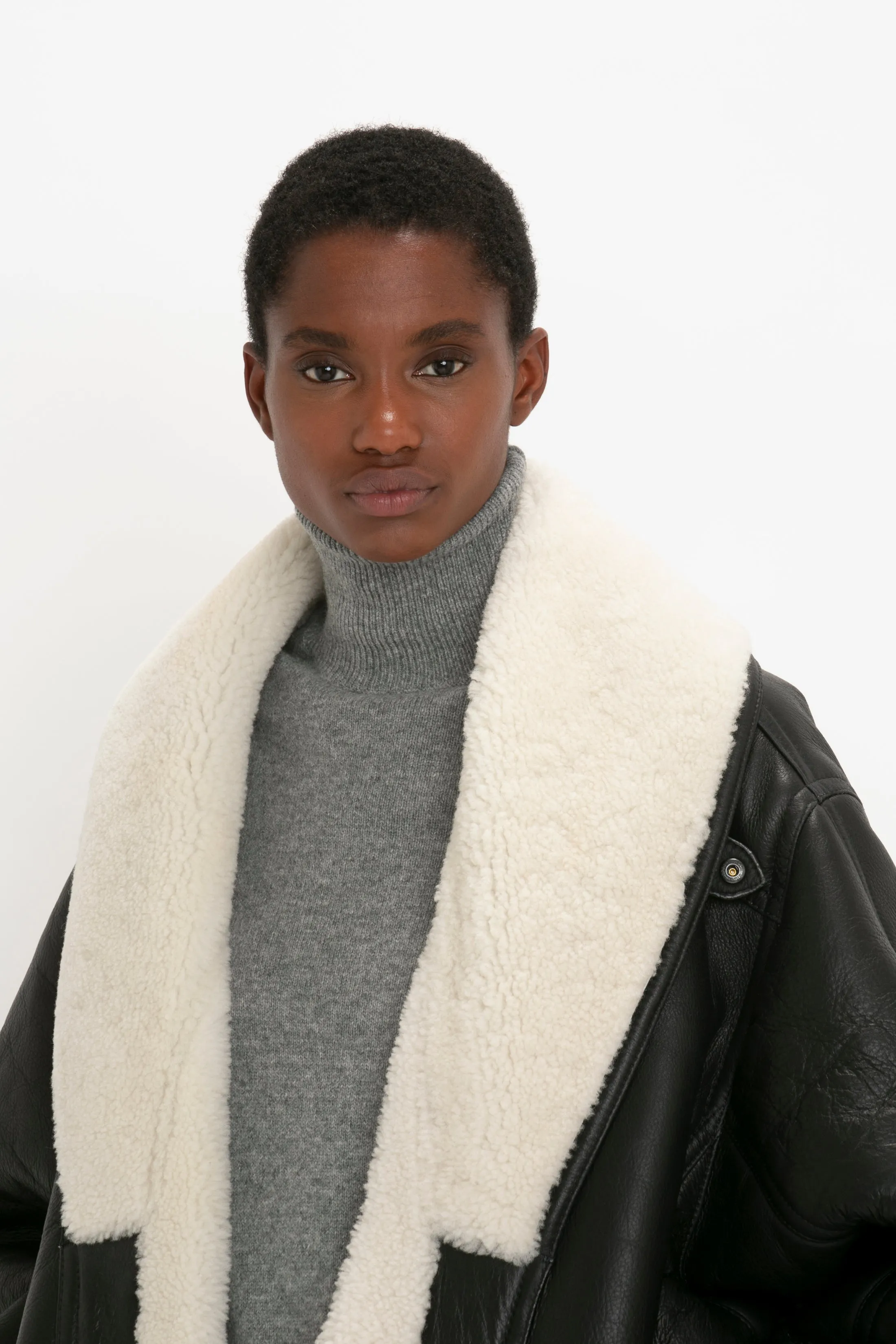 Shearling Coat In Monochrome sold by Victoria Beckham product image thumbnail 5