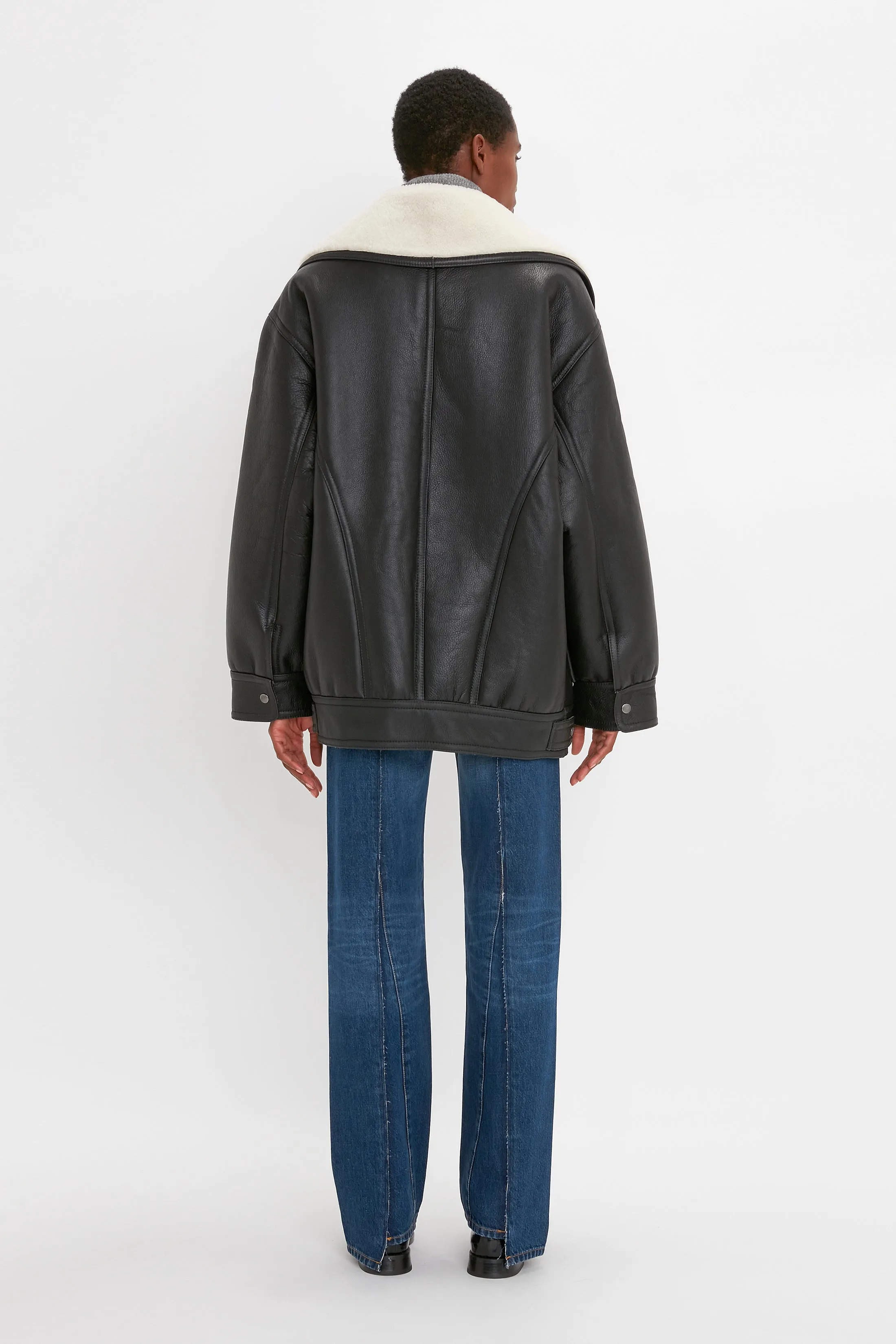 Shearling Coat In Monochrome sold by Victoria Beckham product image thumbnail 3